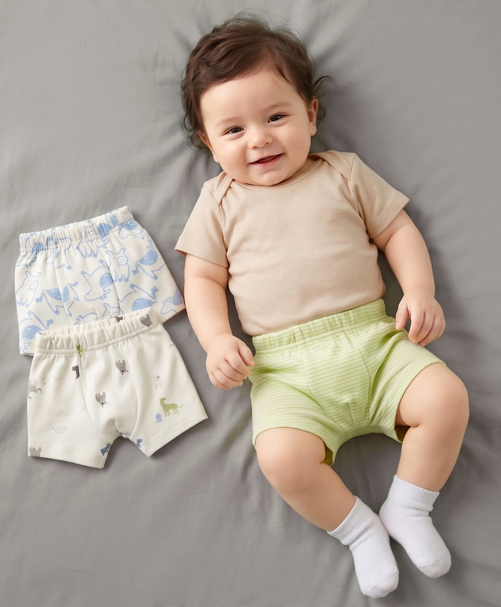 Kookie Kids 100% Cotton Knit Animal Printed Briefs Pack Of 3 - Multicolor-image-10