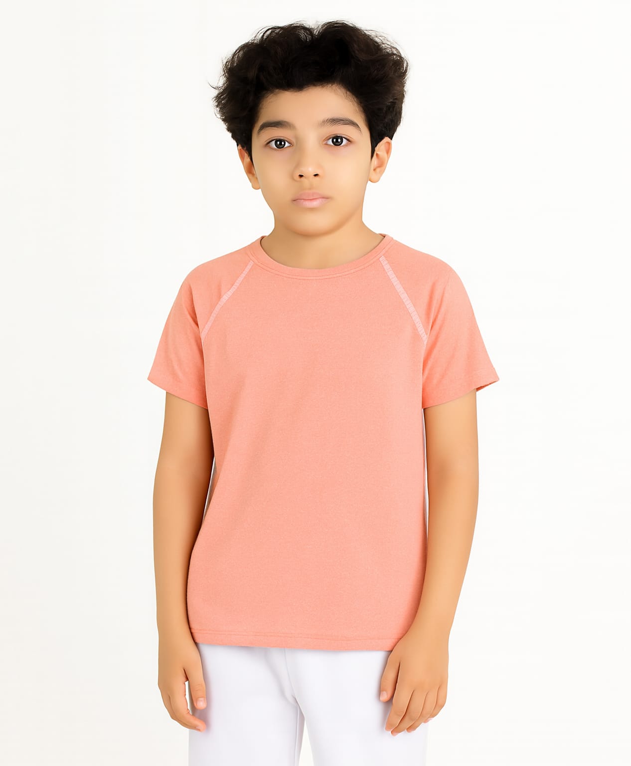 CHILINS Knit Half Sleeves Solid Tee - Pink-picture-27