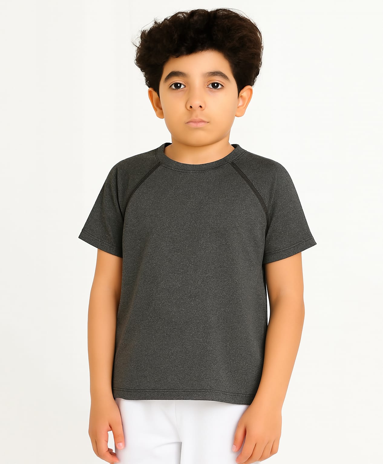 CHILINS Knit Half Sleeves Solid Tee - Grey-picture-36