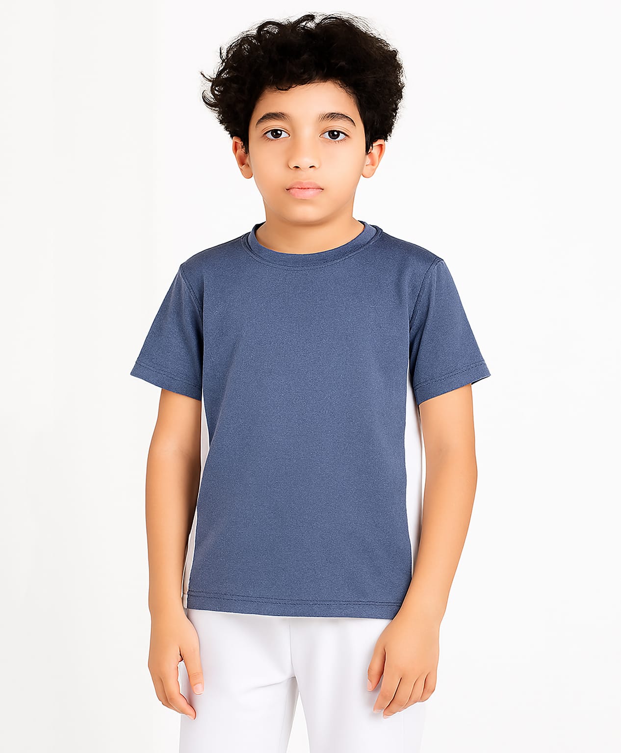 CHILINS Knit Half Sleeves Solid Tee - Blue-picture-33