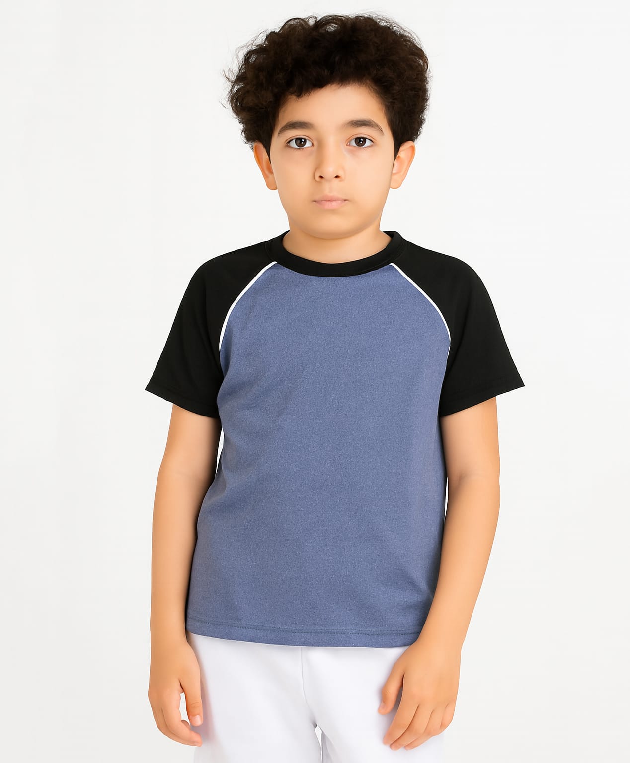 CHILINS Knit Half Sleeves Colour Blocked Tee - Blue & Black-picture-30
