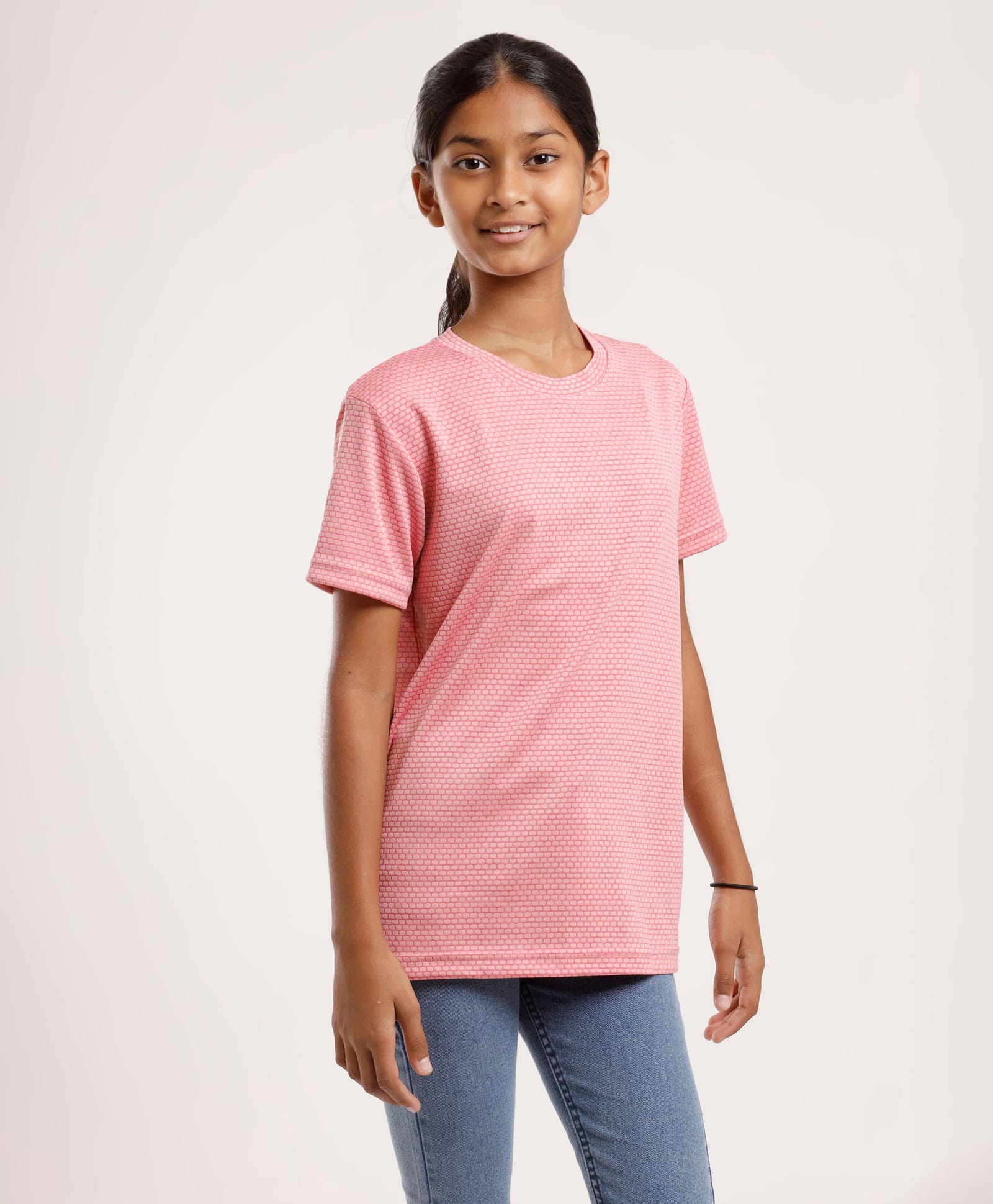 CHILINS Knit Half Sleeves Dots Printed Tee - Pink-picture-10