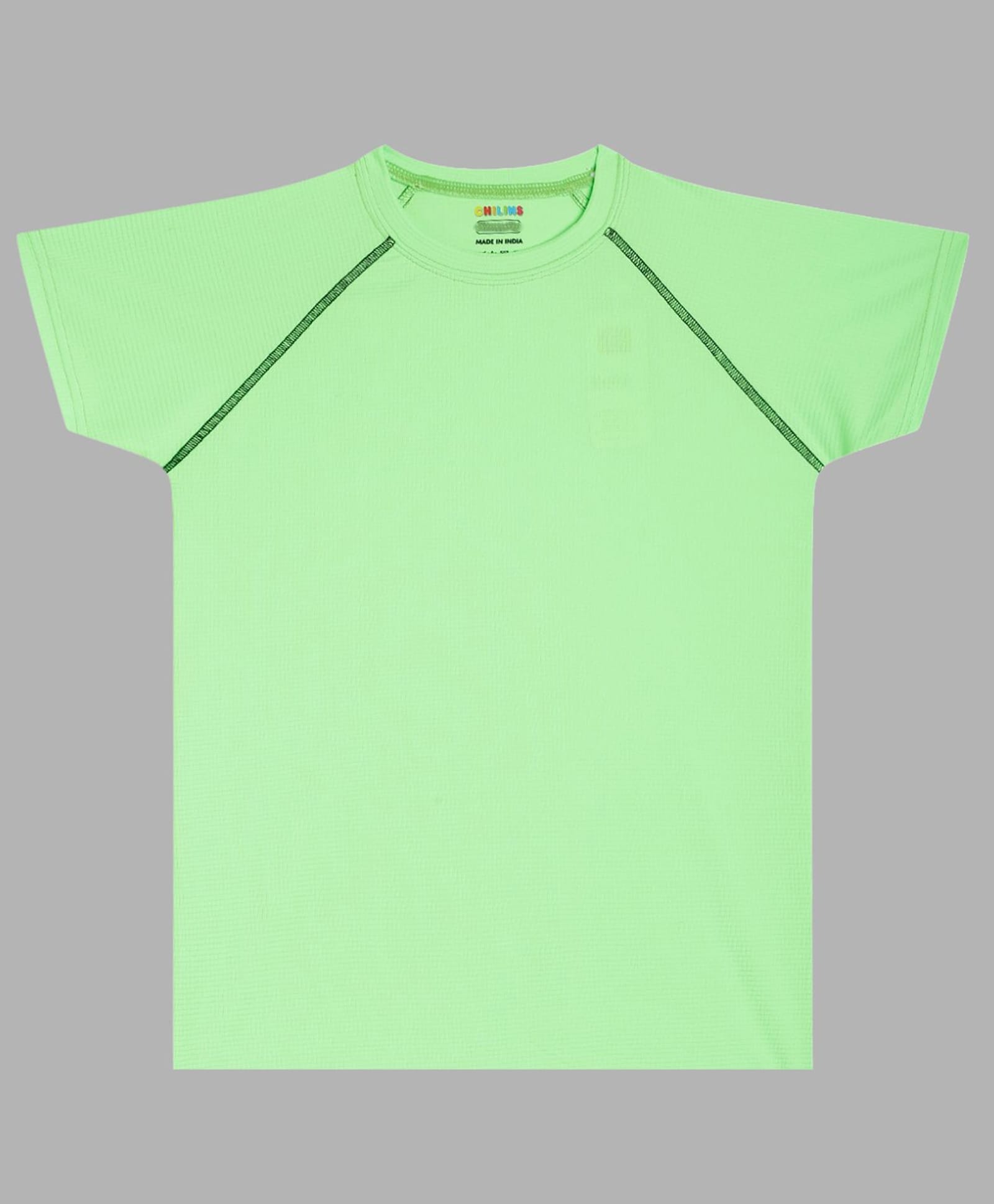 CHILINS Knit Half Sleeves Solid Tee - Green-picture-22