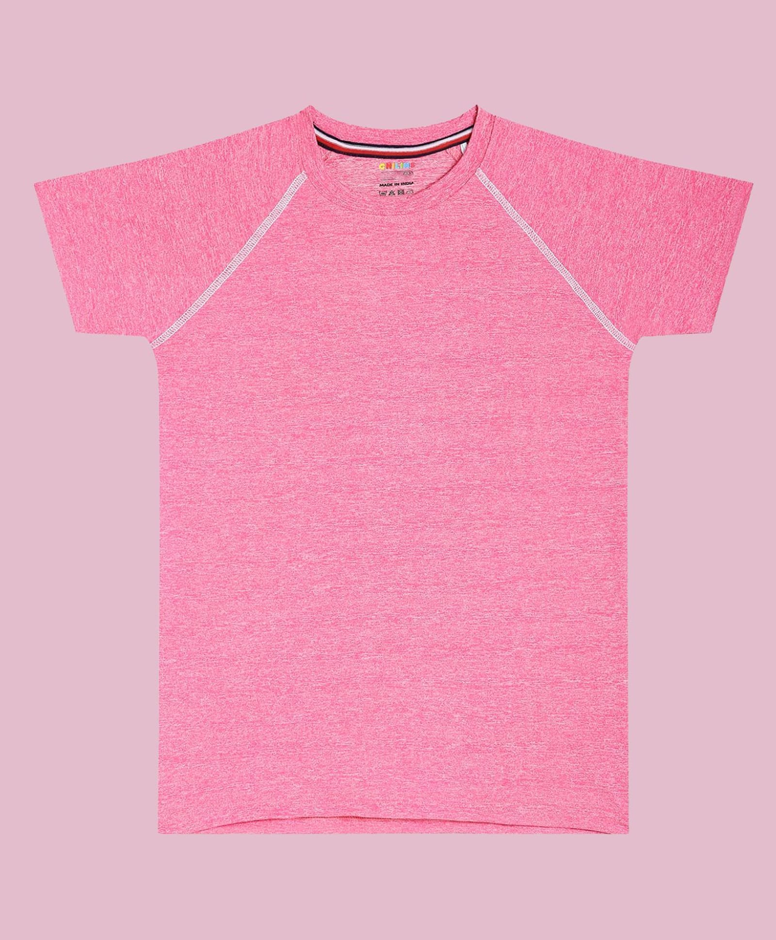 CHILINS Knit Half Sleeves Solid Tee - Pink-picture-21