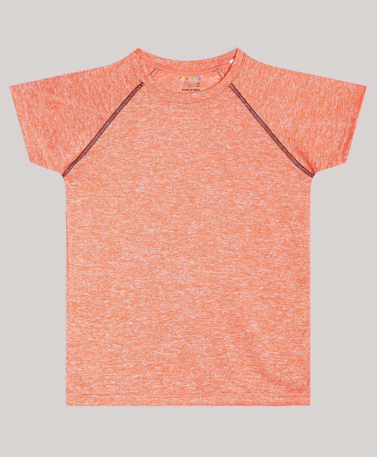 CHILINS Knit Half Sleeves Solid Tee - Orange-picture-25