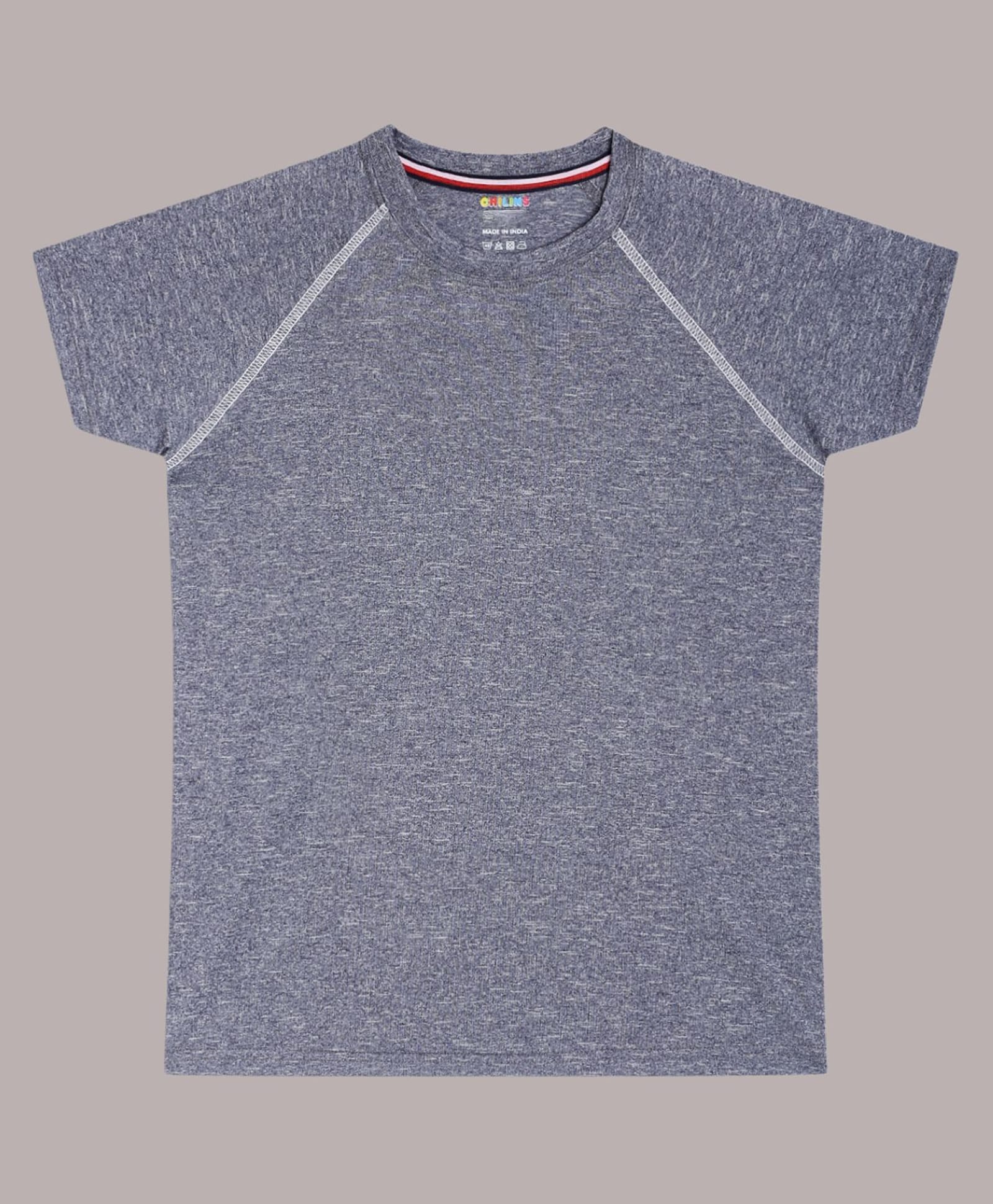 CHILINS Knit Half Sleeves Solid Tee - Grey-picture-23