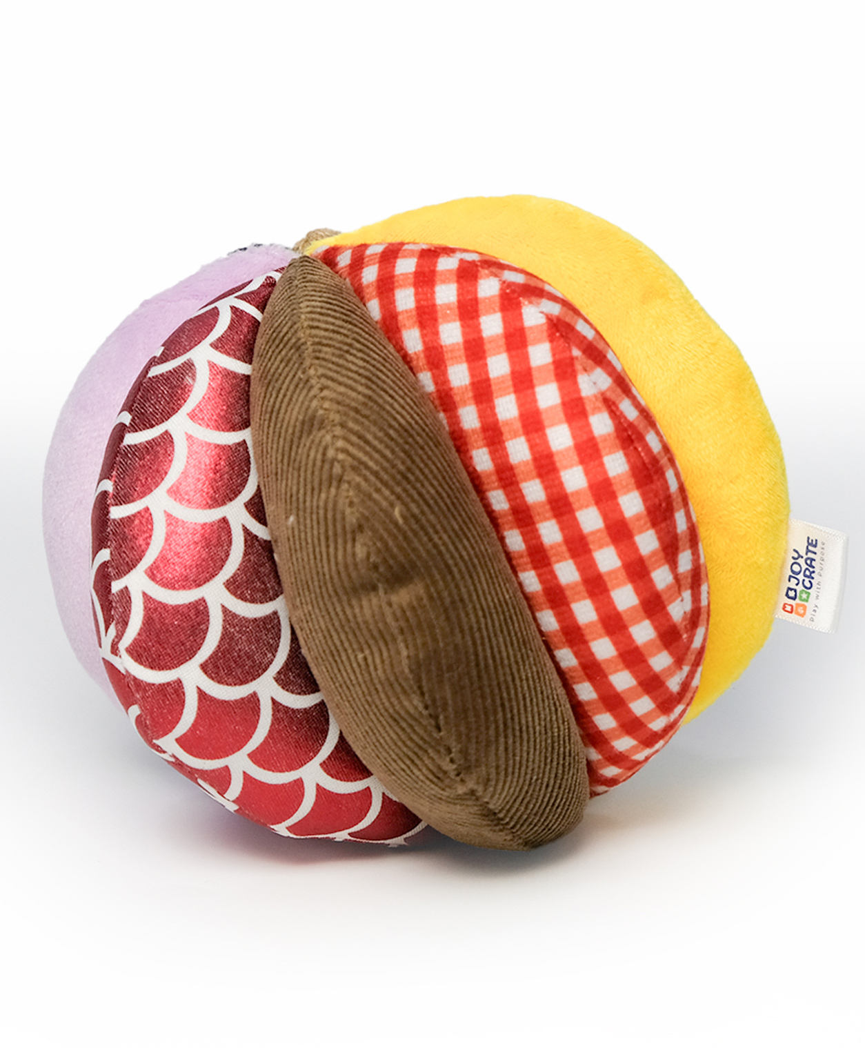 JoyCrate Gripee | Soft Textured Fabric Ball with Rattle Sound Multicolor-picture-22