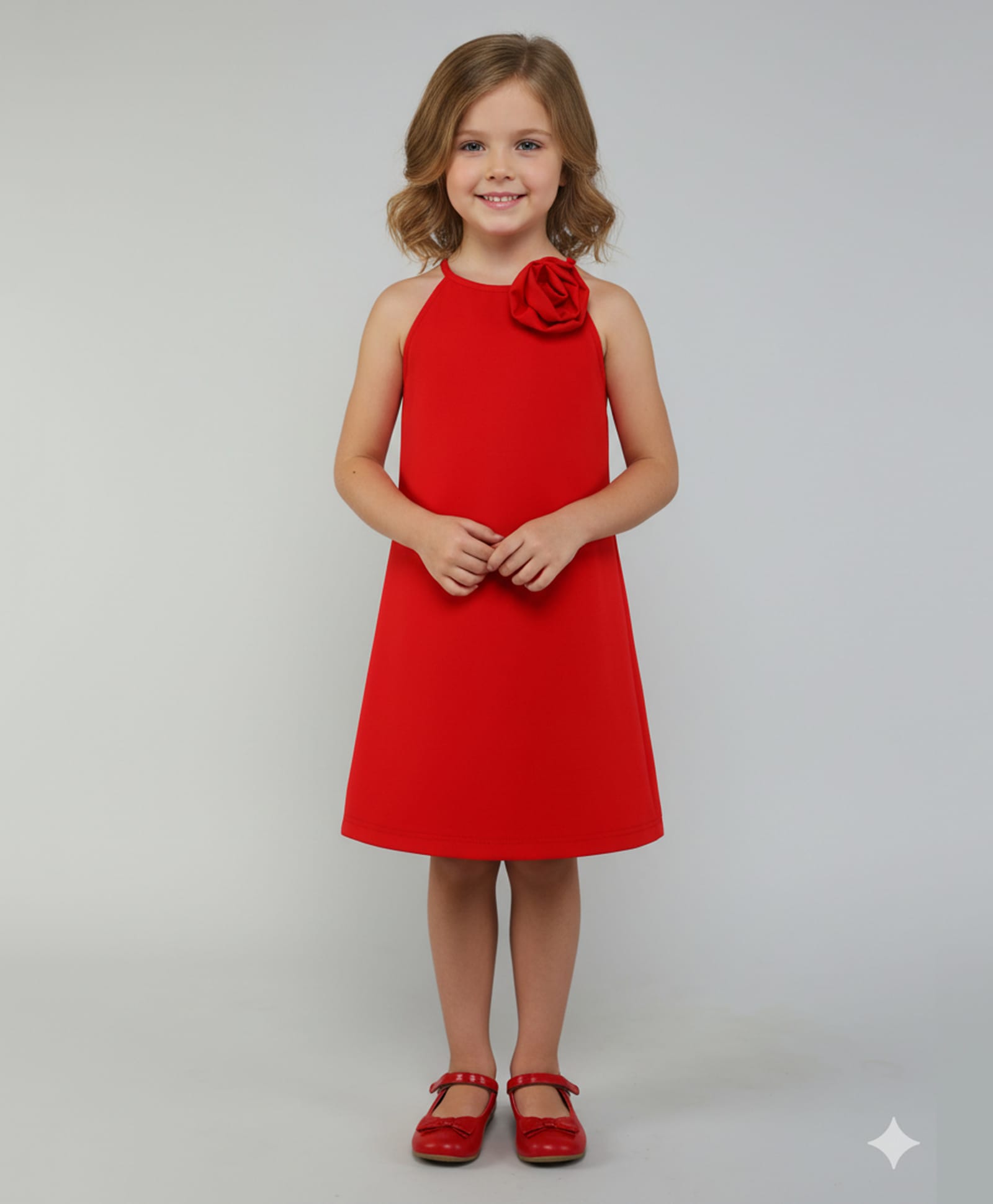 Taffykids Woven Sleeveless Floral Applique Detailed Dress - Red-picture-37