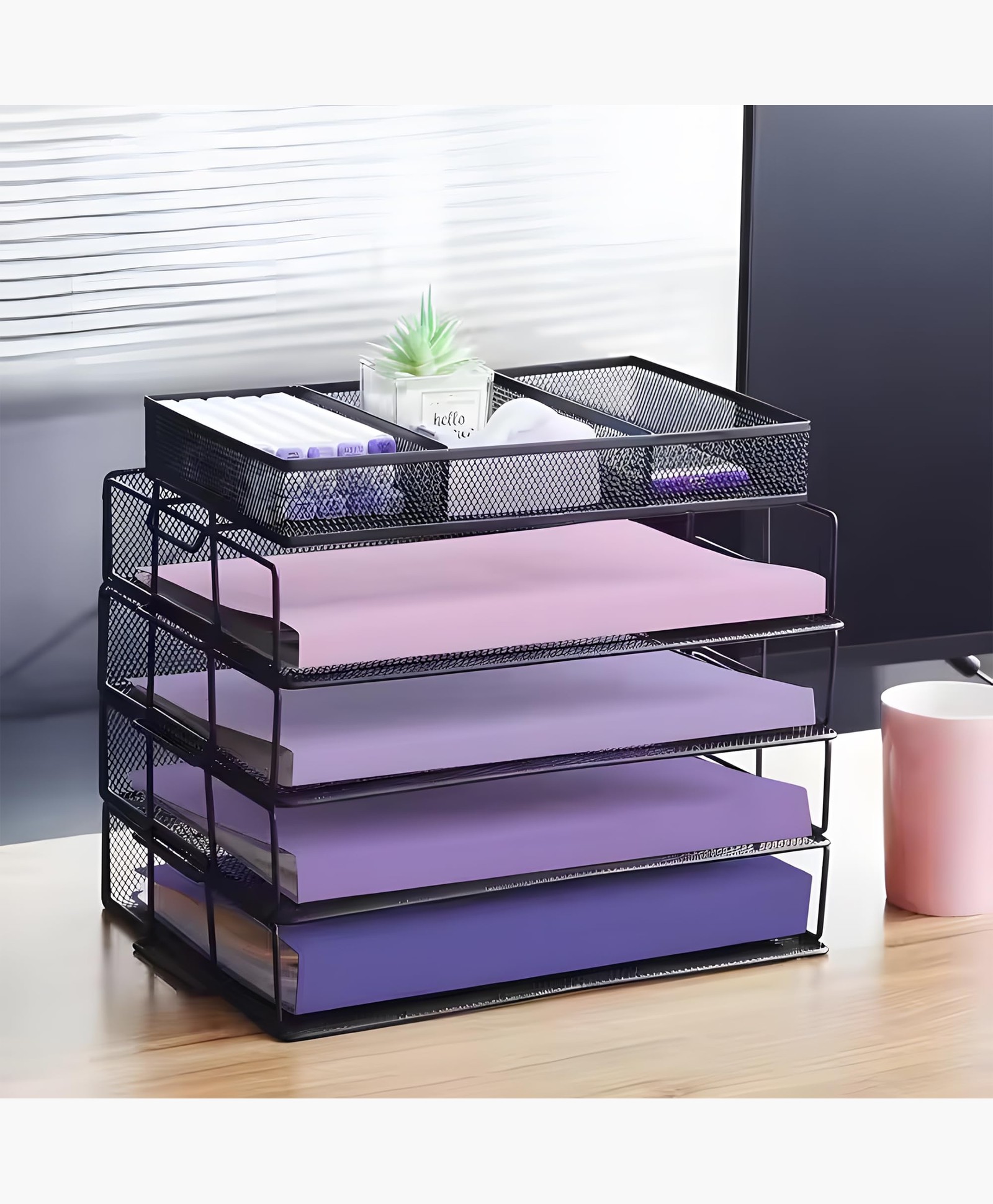 5 Layer Magazine Organiser Tray-T52005-Black-image-38