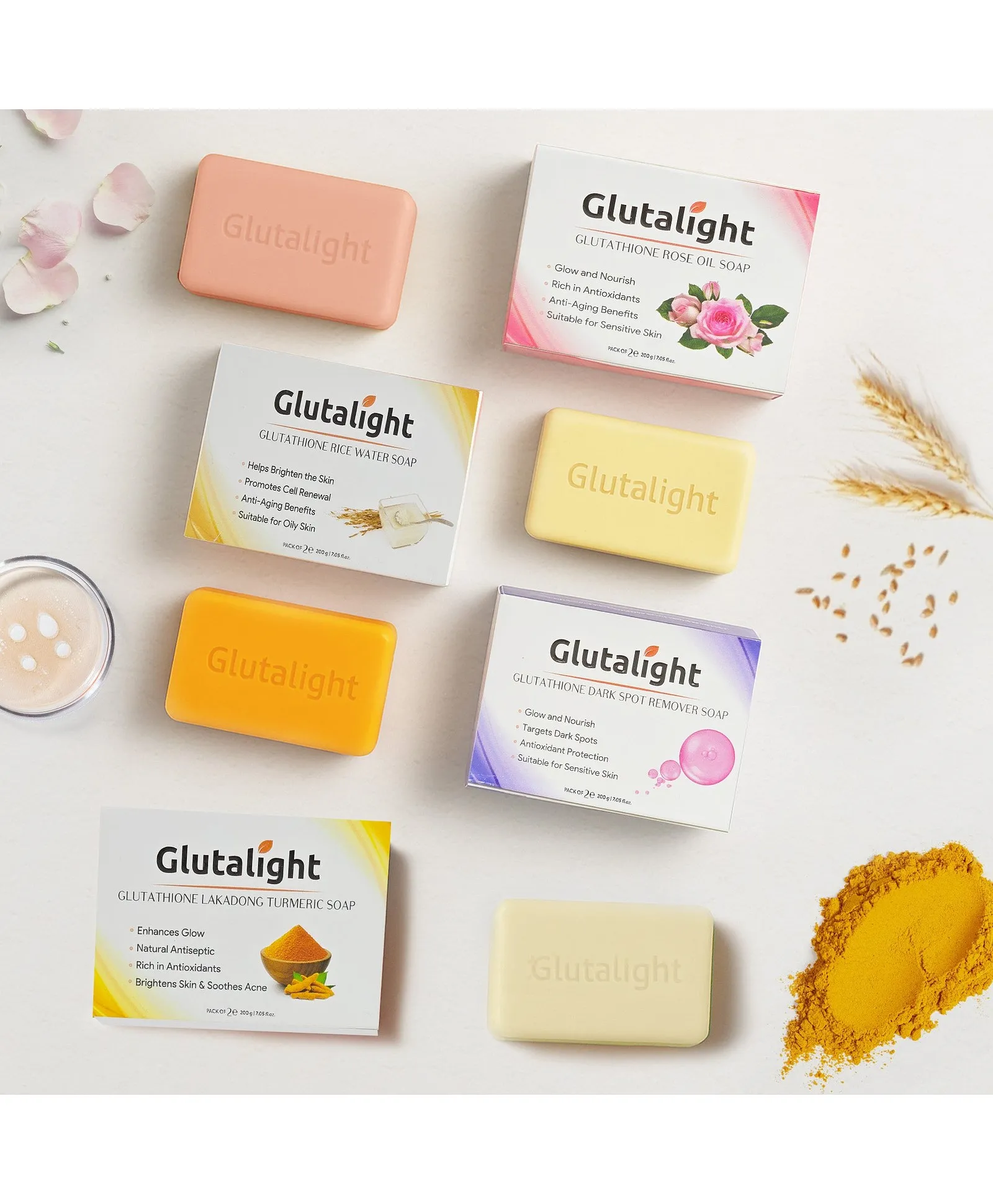Glutalight Glutathione Rice Water Soap | Korean Skincare Hydrating Bathing Soap with Niacinamide and Rice Water