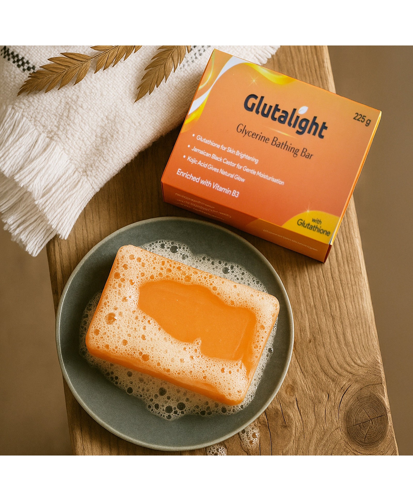 Glutalight Glutathione & Glycerine Soap with Kojic Acid for Radiant Skin |Enriched with Black Castor Oil|Ideal for Winter Dryness Sensitive Skin & Tan Removal|Deep Moisturizing Bath Soap
