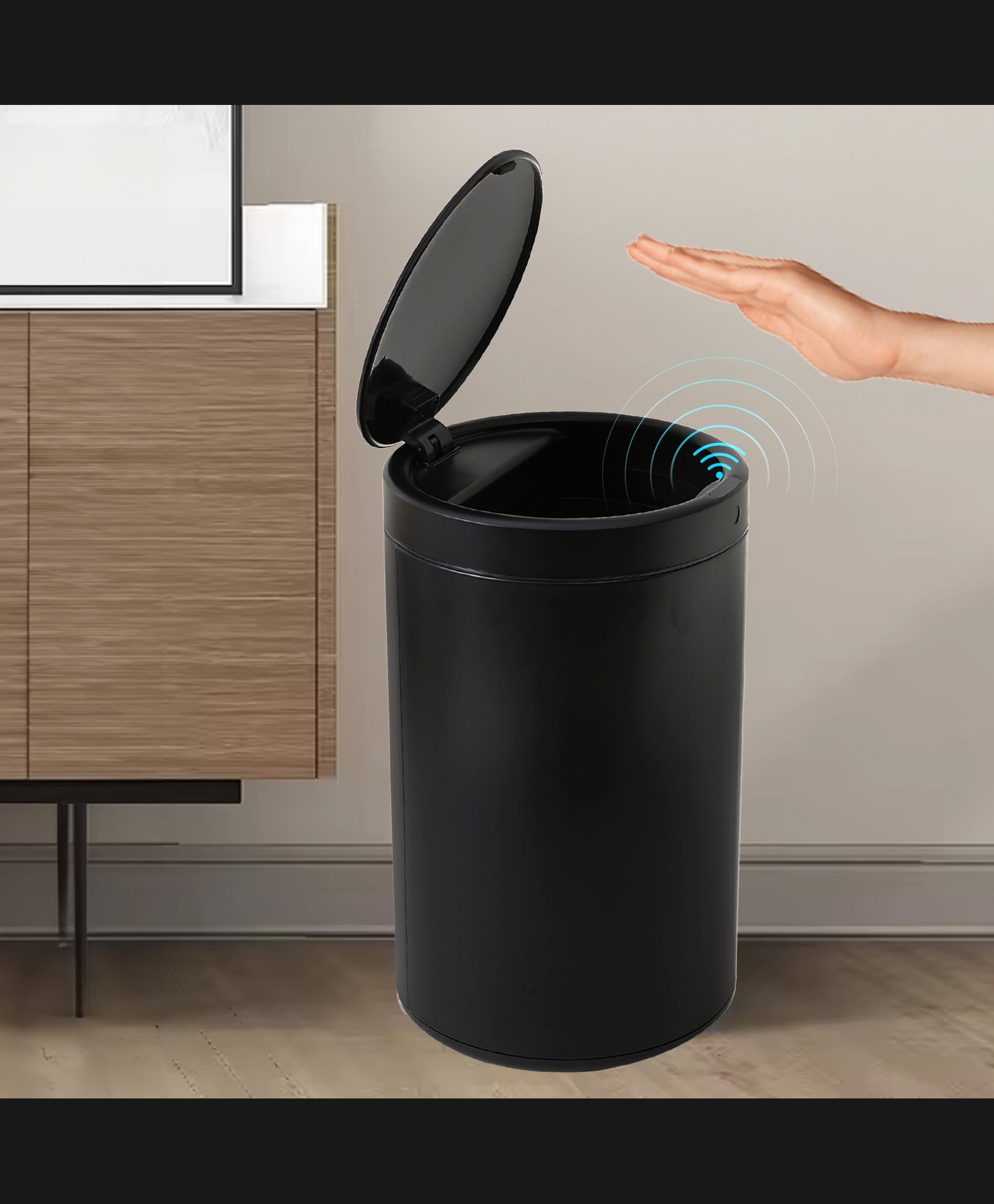 Round Automatic Dustbin | Sensor Dustbin 12L | HN-ZY-BLK-12L | Black-image-17