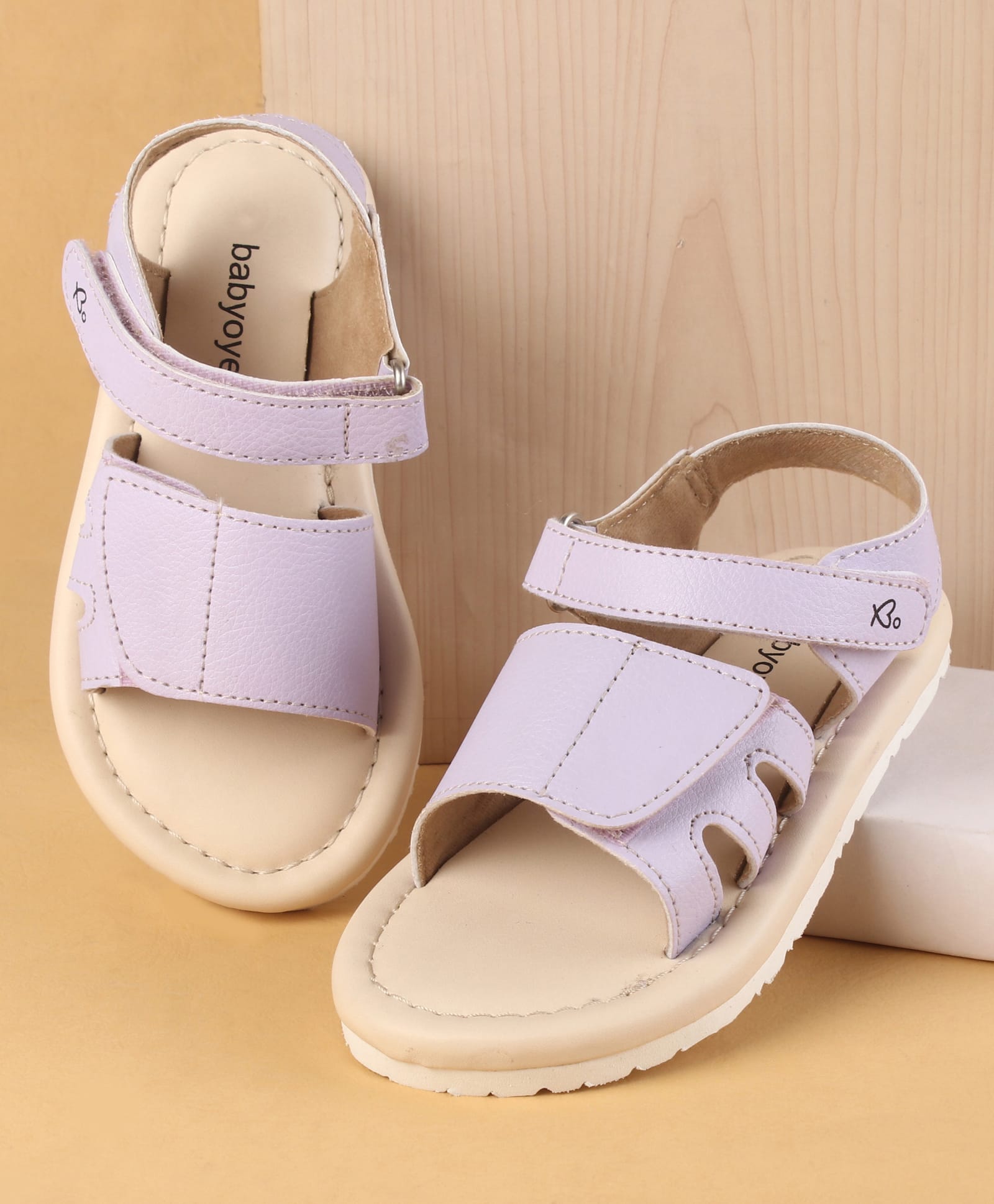 Babyoye Velcro Closure Solid Sandals - Lilac-image-39