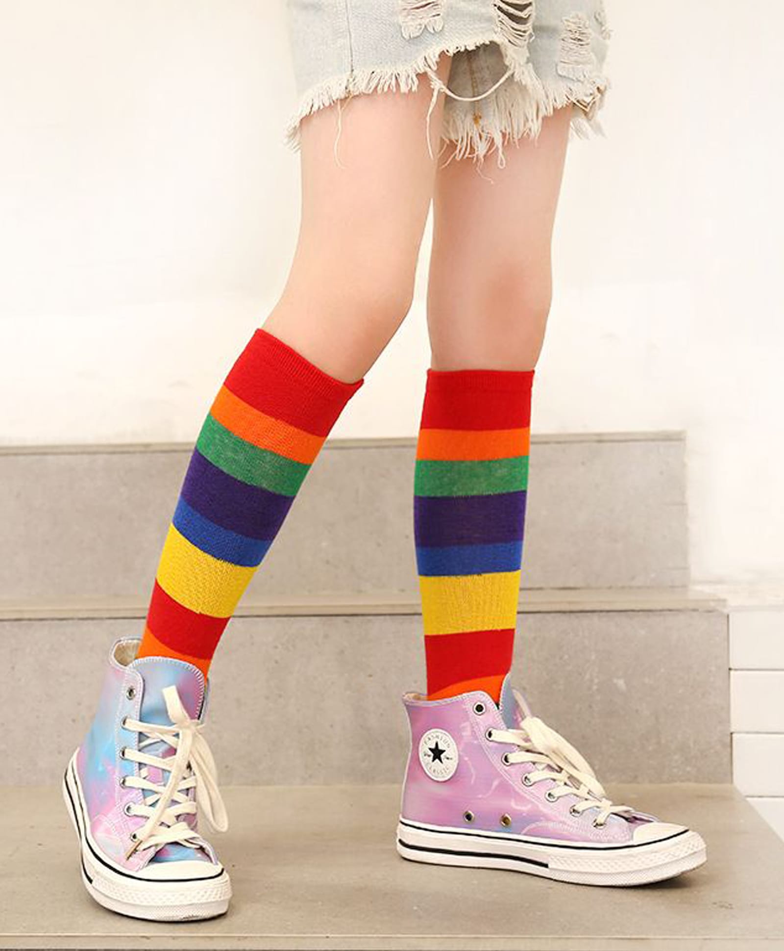 Flaunt Chic Colour Blocked Socks - Red-picture-21