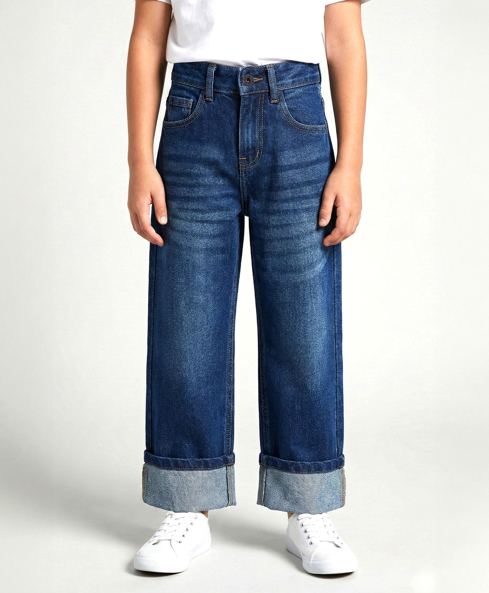 PURPLE UNITED KIDS Denim Woven Solid Washed Jeans - Dark Blue-picture-14