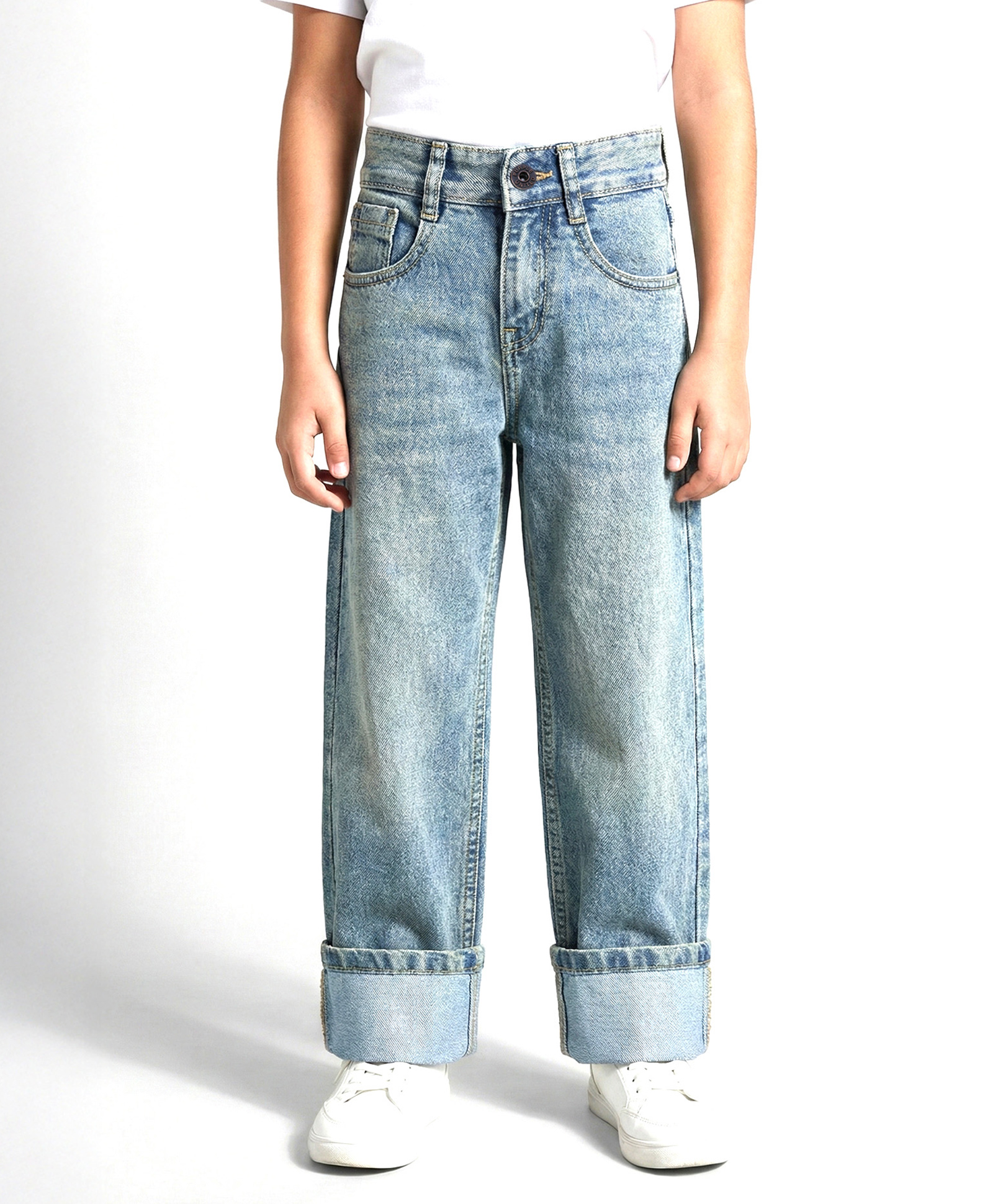 PURPLE UNITED KIDS Denim Woven Solid Washed Jeans - Light Blue-picture-14