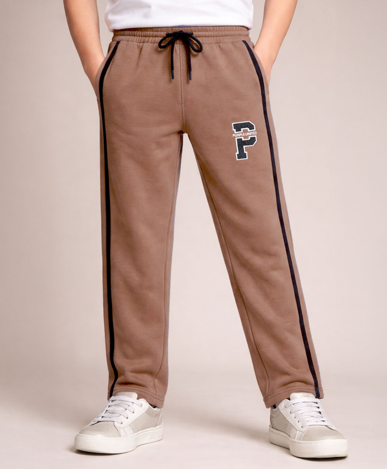 PURPLE UNITED KIDS Terry Woven Side Taped Pant - Brown-image-3