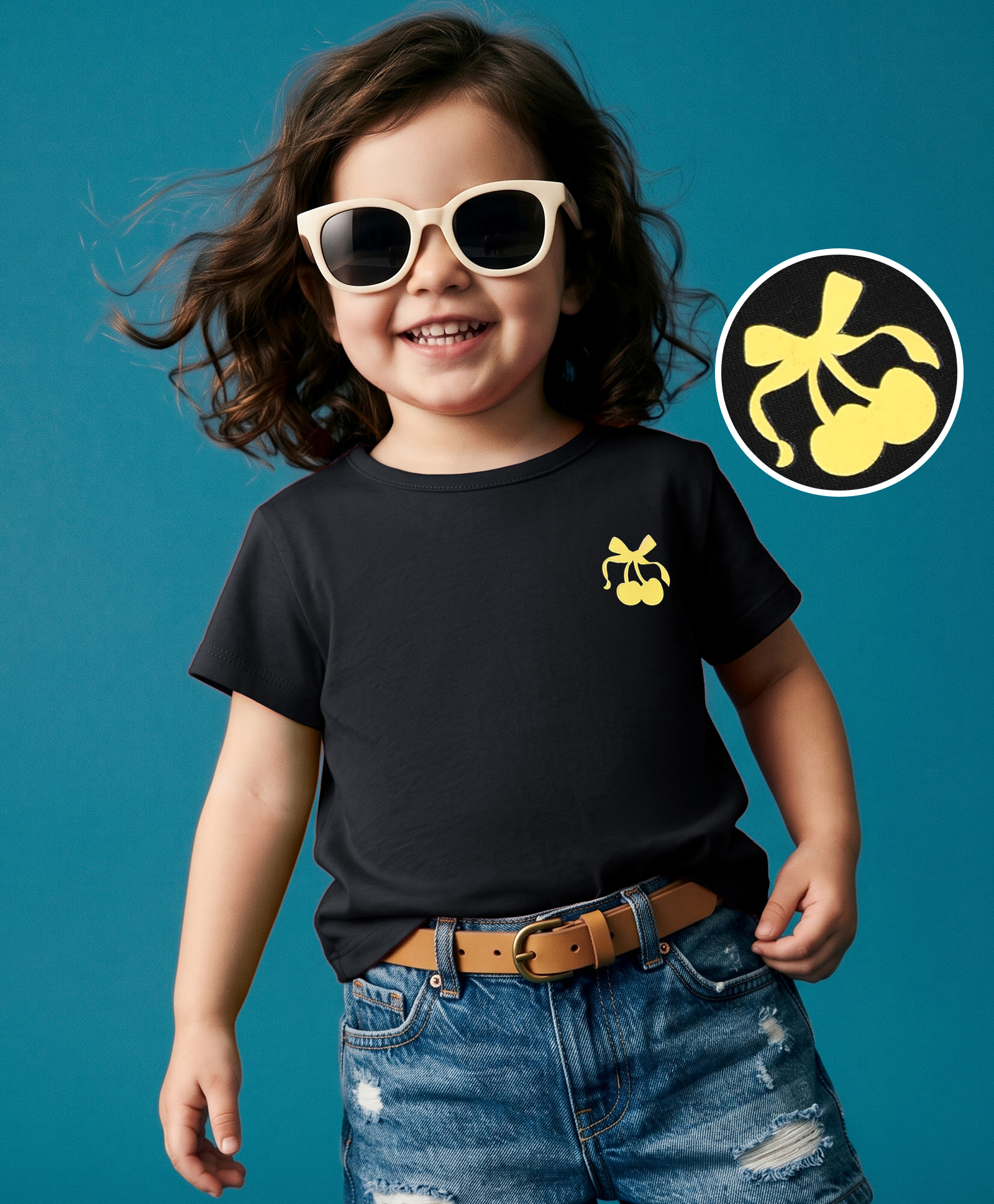 Kookie Kids India Cotton Knit T-Shirts Round Neck Half Sleeves Black Cherry Print 5-6 Years-image-48