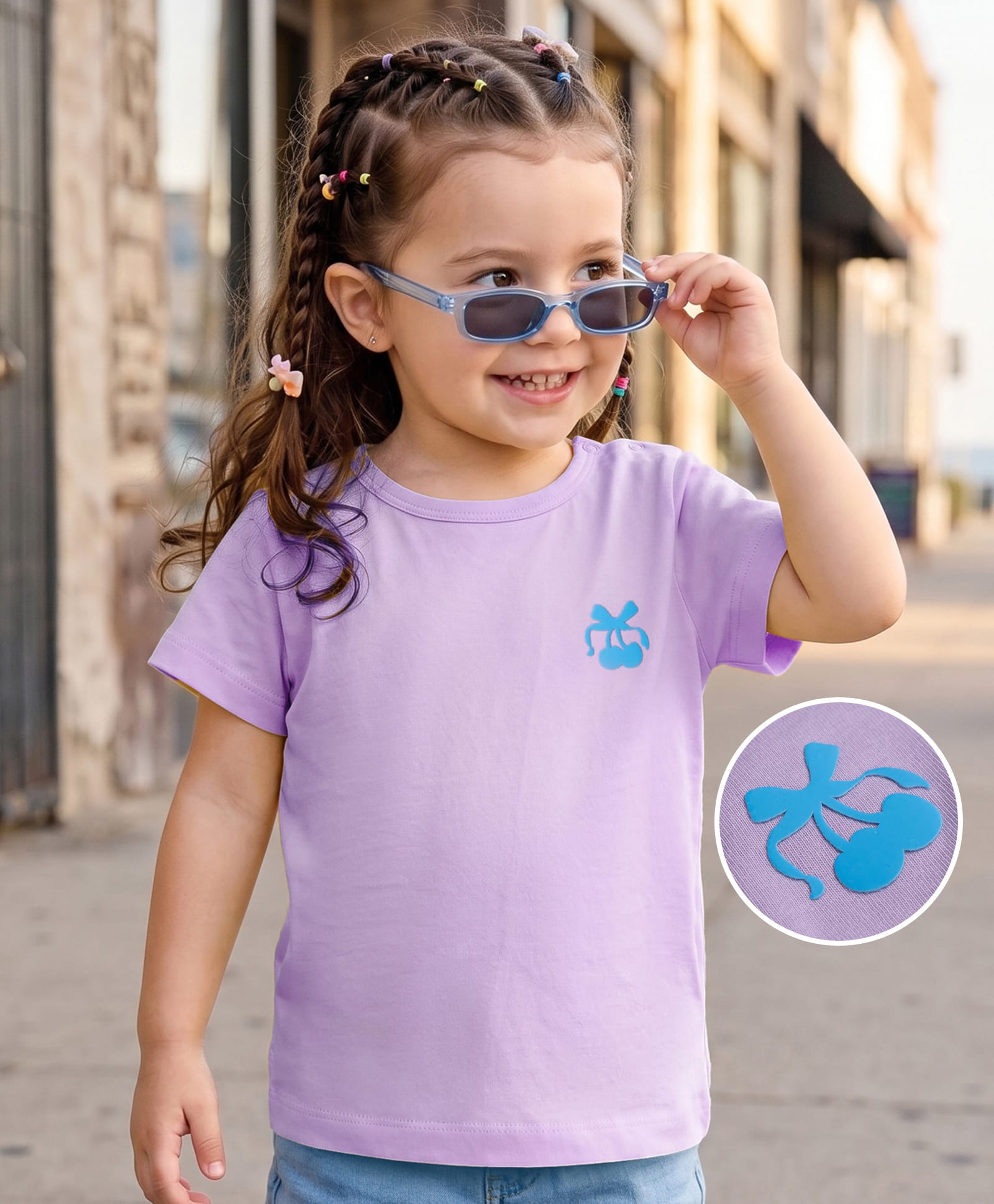 Kookie Kids Cotton Knit T-Shirt Half Sleeves Round Neck Lavender 18-24 Months-image-34