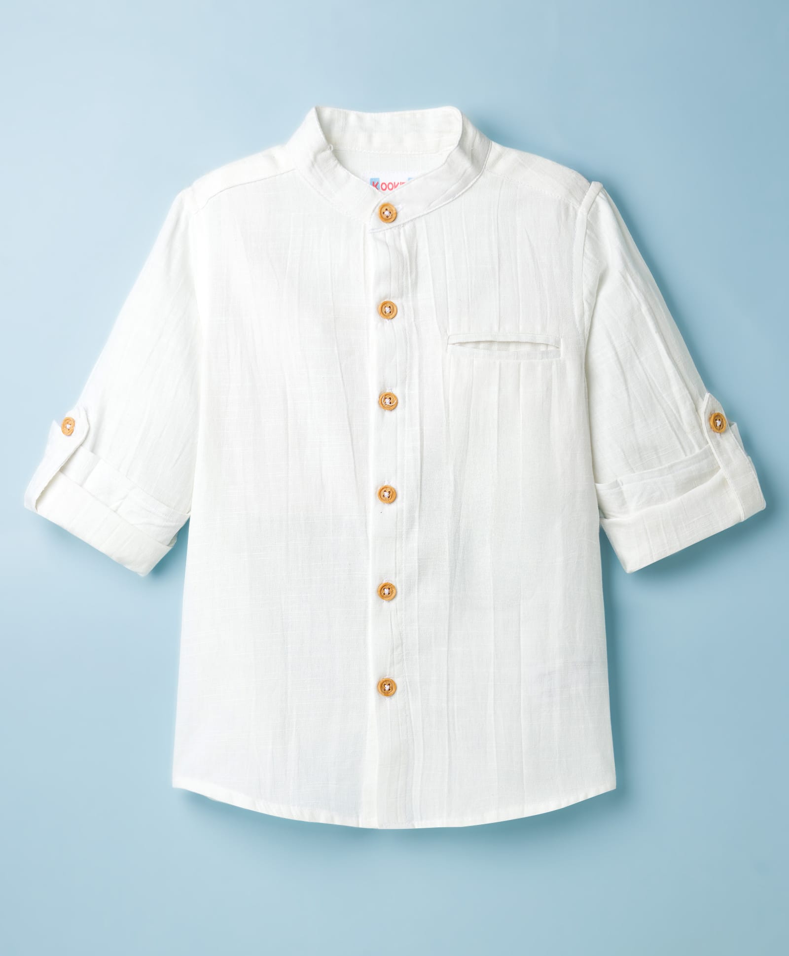 kookie kids india Kookie Kids Cotton Woven Full Sleeves Solid Color Shirt - Off White-picture-26