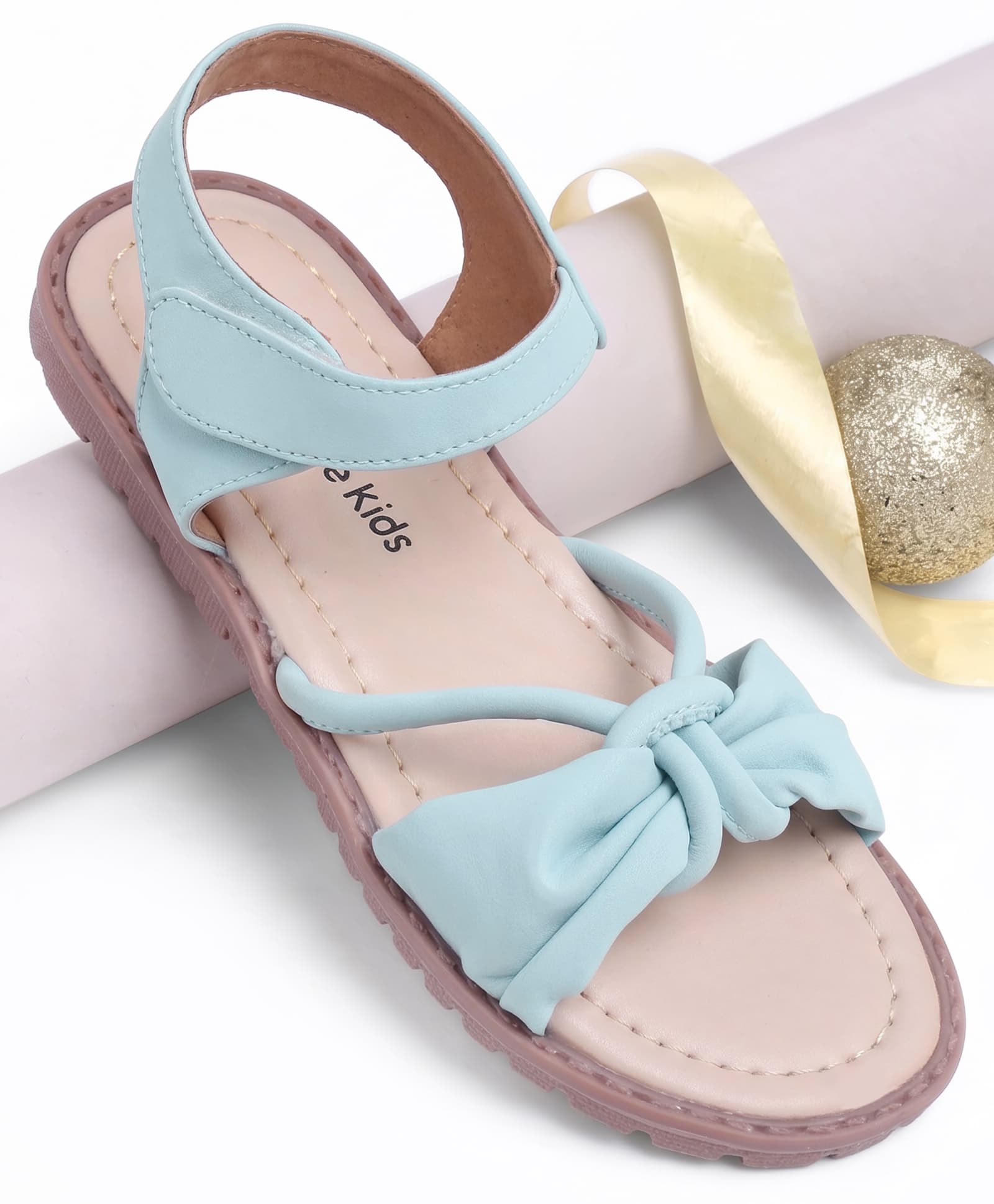 Pine Kids Solid Colour Velcro Closure Sandals - Light Blue-image-20