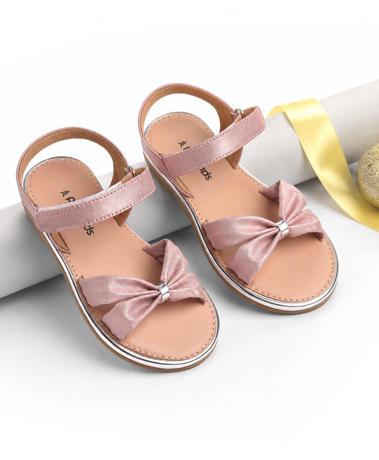 Pine Kids Velcro Closure Solid Sandal - Rose Gold-image-13
