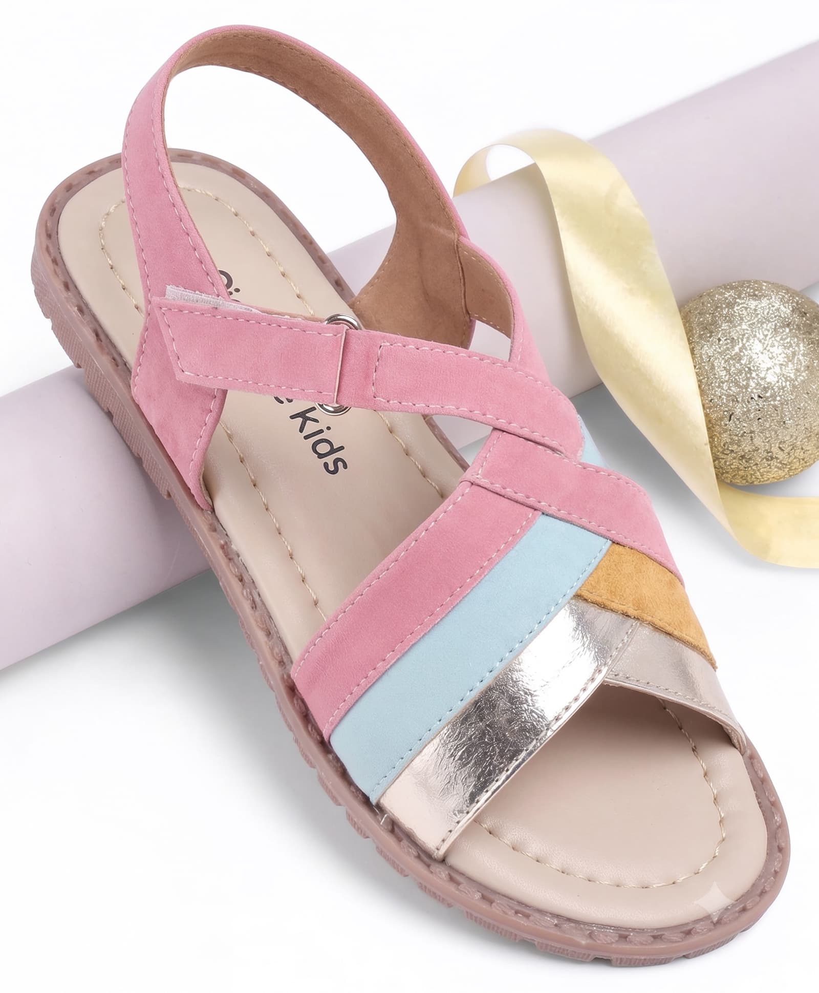 Pine Kids Solid Colour Velcro Closure Sandals - Pink-picture-30