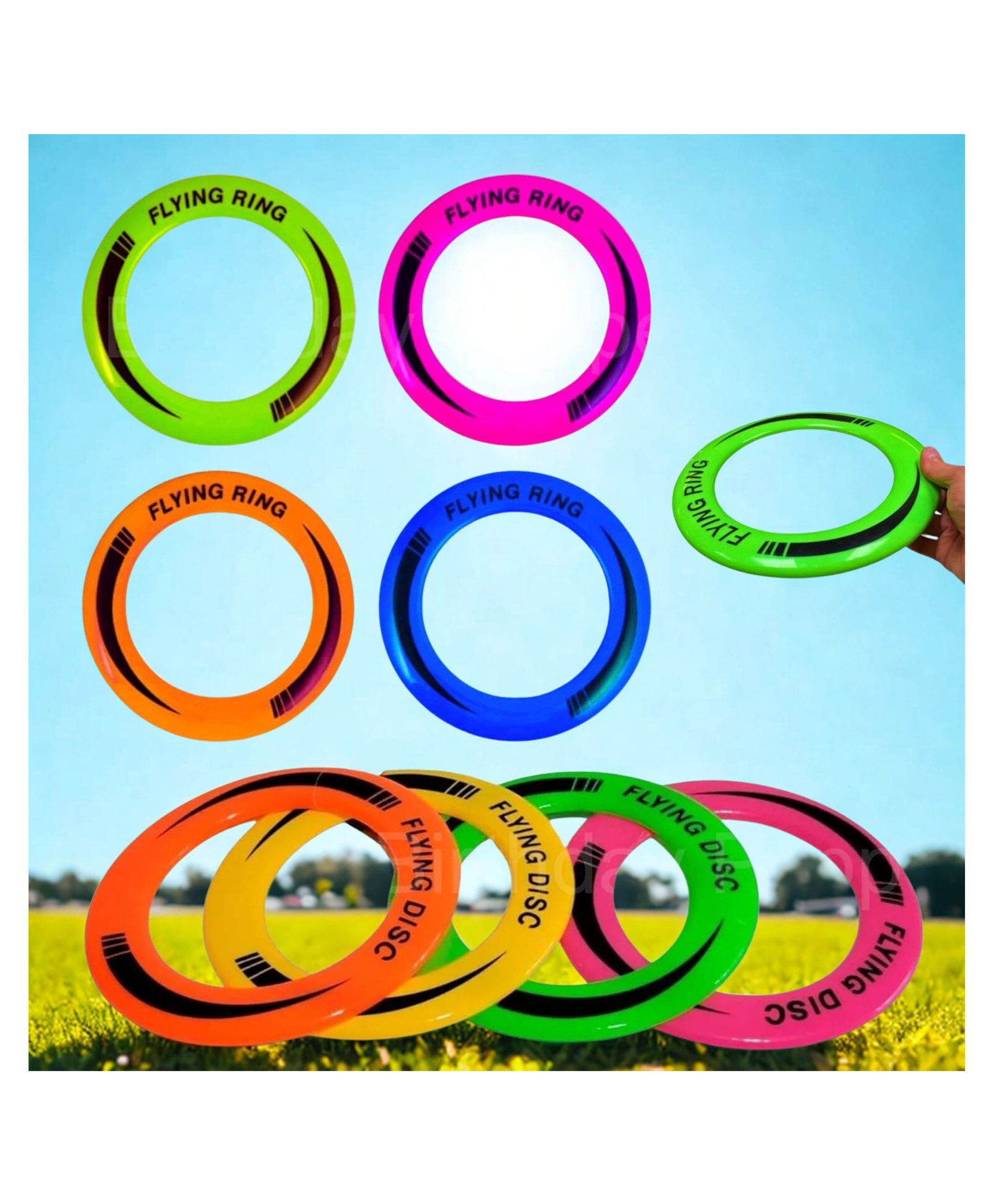 Birthday Popper 6 Pcs Flying Ring Frisbee as Birthday Return Gift for Kids | Assorted Colorful Lightweight Discs for Outdoor Play | Game Prizes, Family Fun Activities, Beach Flyer Toy for Boys & Girls-picture-21