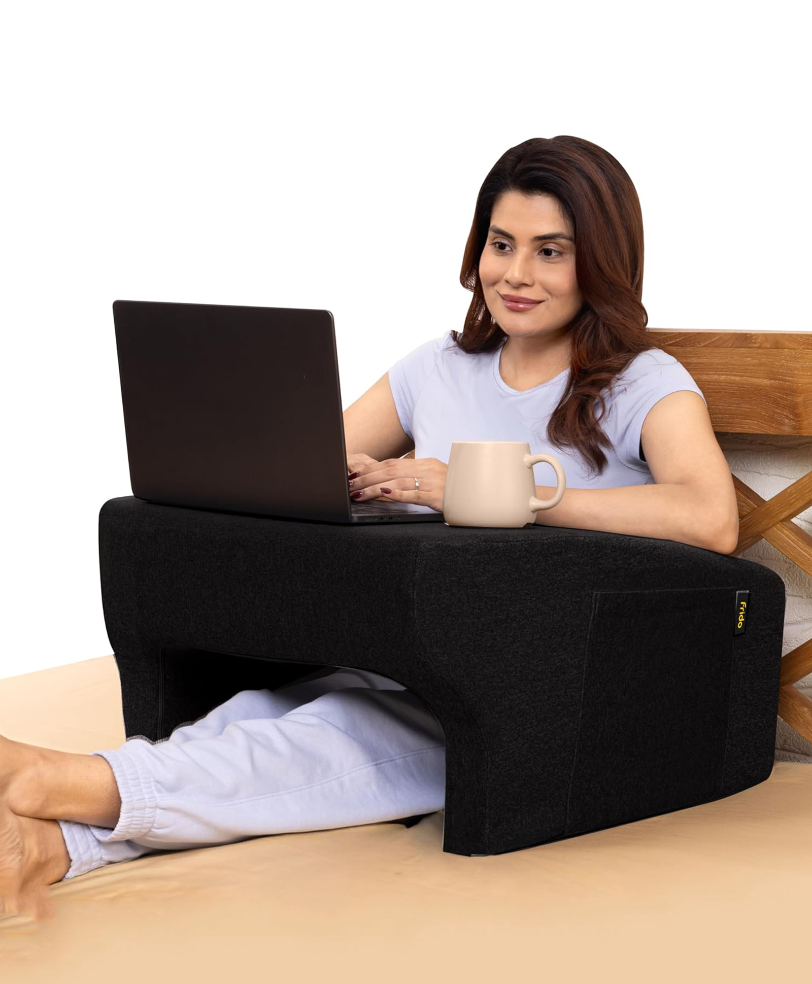 Frido Lap Desk Pillow |Portable Computer Table & Laptop Lap Desk for Sofa, Bed, Floor | Ergonomic Gaming Desk Table with Arm Rest |Work Desk Accessories for Reading, Gaming, Studying | Black Colour-image-46
