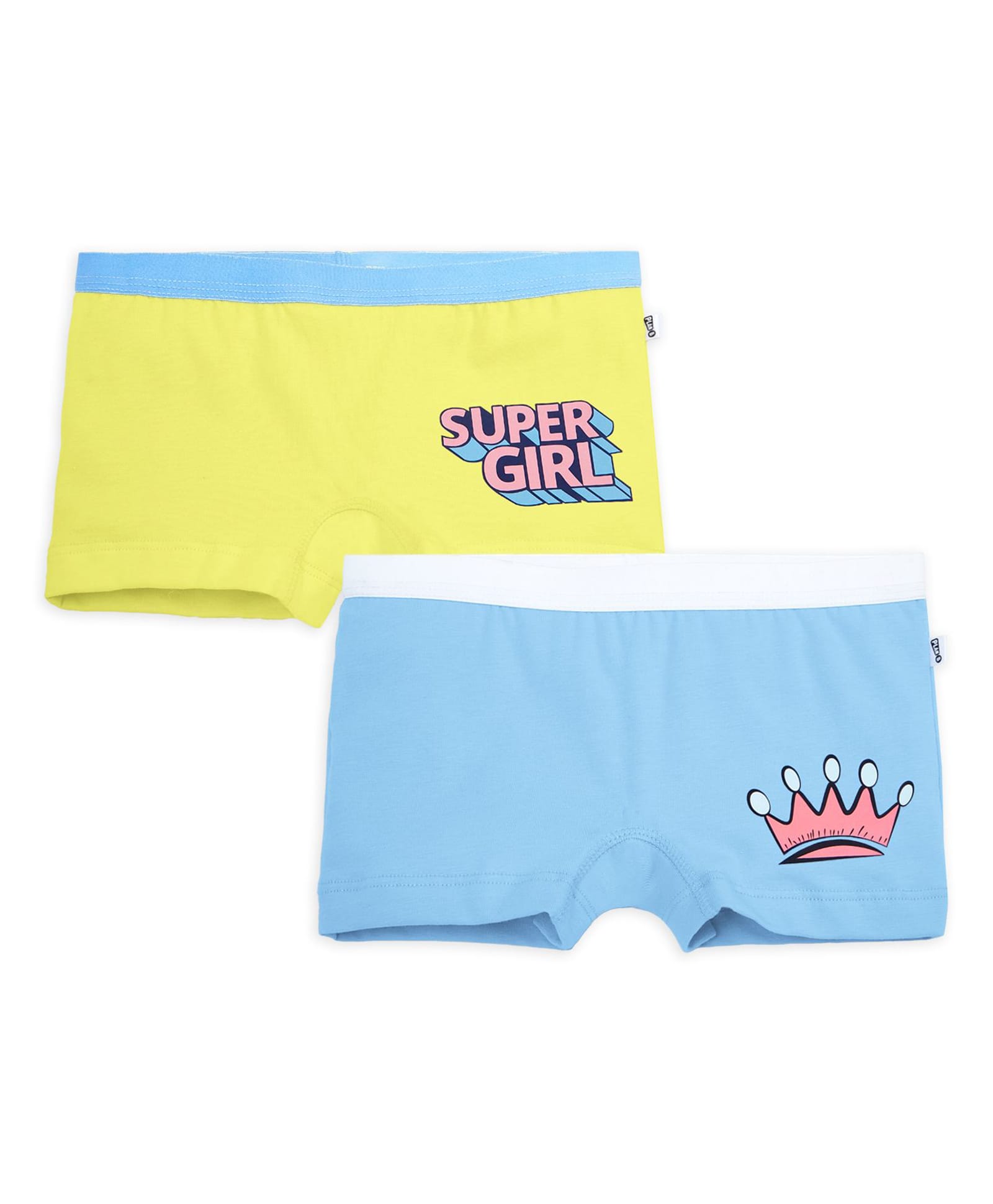 Plan B Cotton Knit Pack Of 2 Girl Power & Crown Printed Boyshorts - Sky Blue & Lemon-picture-12