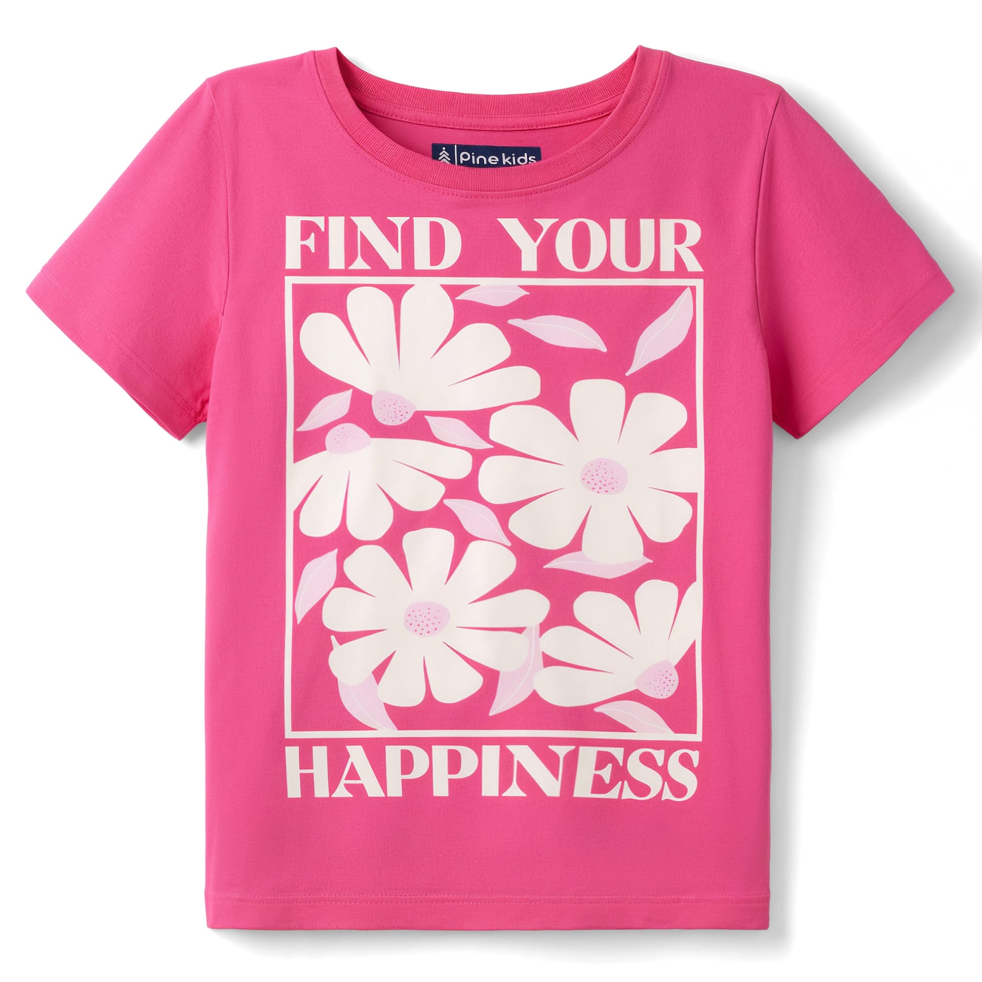 Pine Kids Cotton Knit T-Shirt Half Sleeves Round Neck Graphic Pink 5-6 Years-image-48