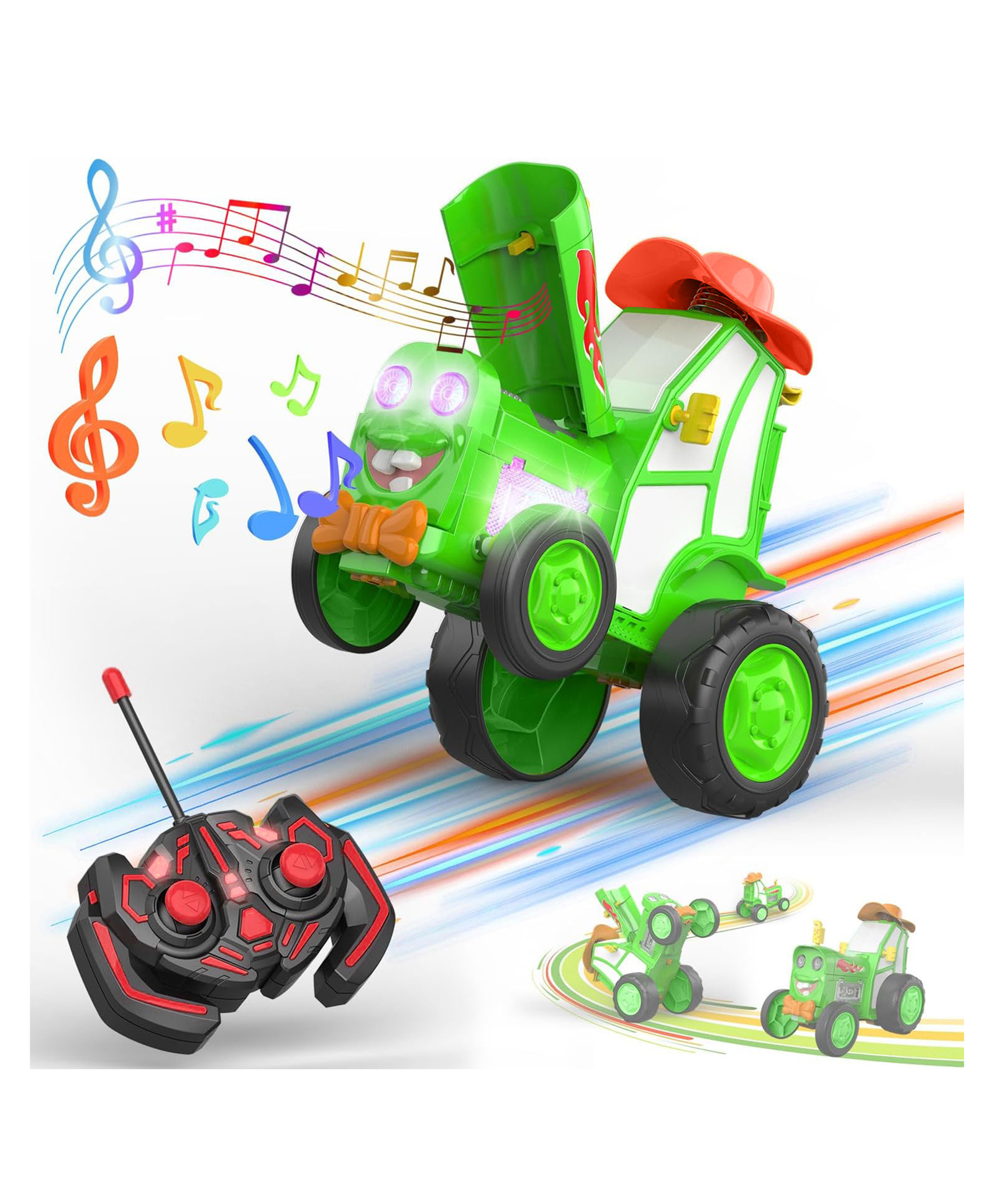 Kidology Stunt Dancing RC Tractor Toy with LED Lights, Music & Tumbling Action | Rechargeable Remote Control Vehicle for Kids 312 Years-image-35