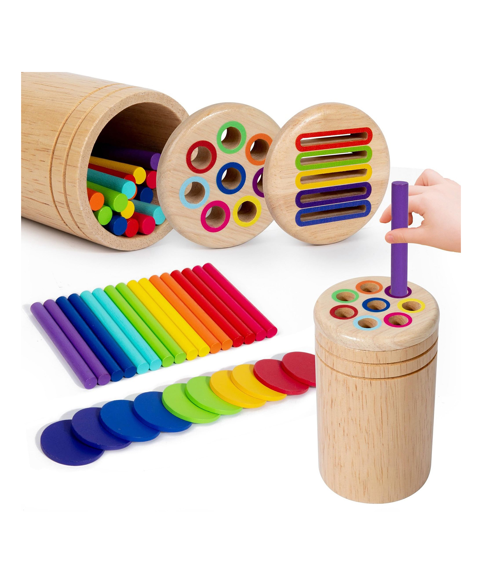 Kidology Montessori Wooden Colour Sorting Toy | 2-in-1 Educational Learning Toy for Toddlers 3+ Years-picture-23