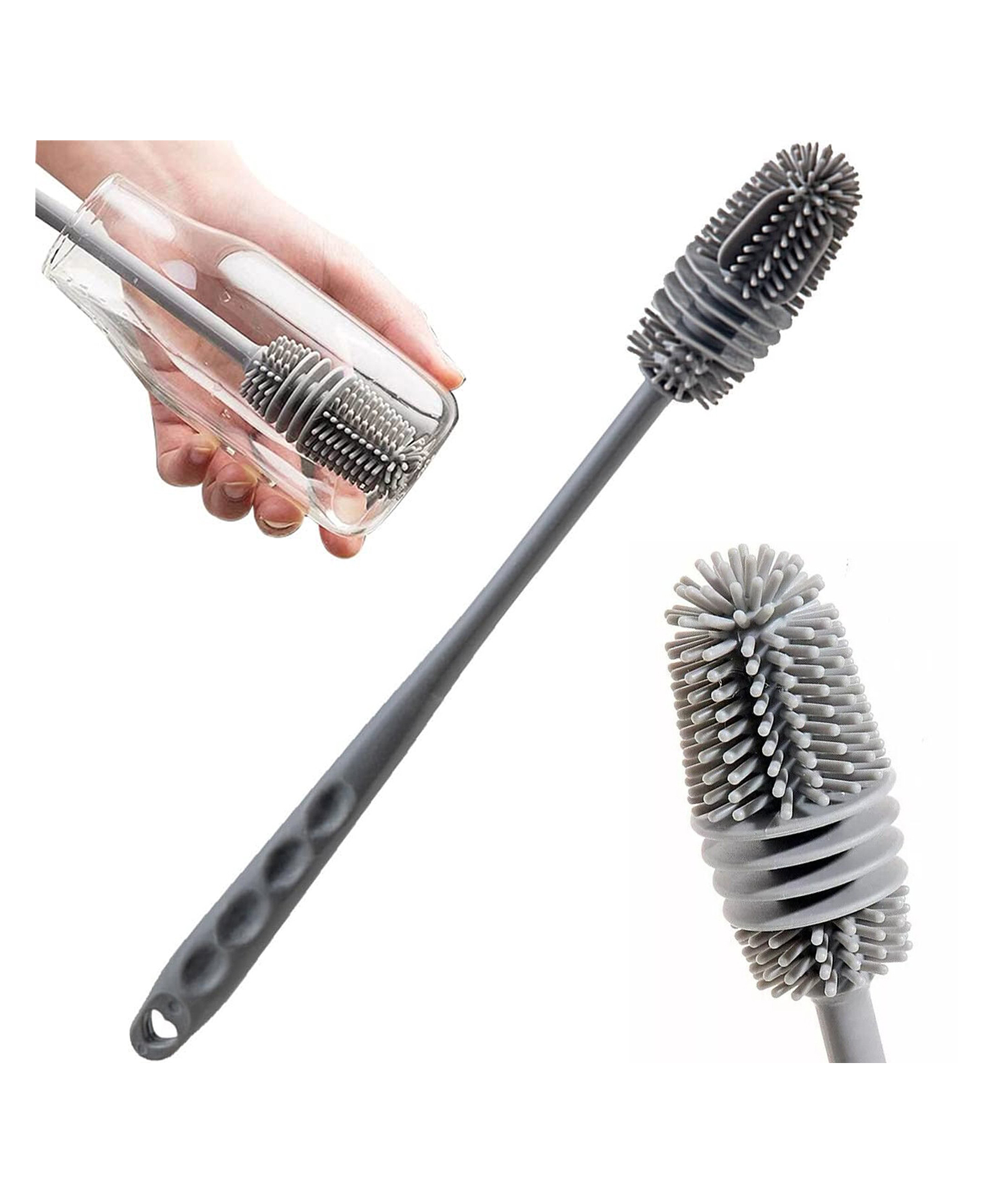Kidology Silicone Bottle Cleaning Brush | Soft Bristle Bottle & Cup Cleaner with Long Handle(11.4 Inches)-picture-20