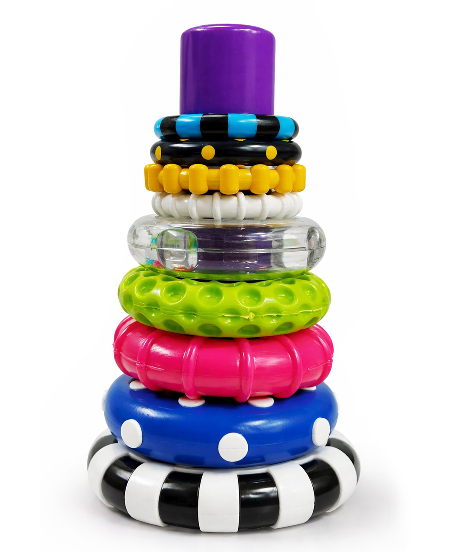 Kidology Baby Ring Stacker Toy with Rattle 9 Pieces Montessori Learning Set (6+ Months)-image-0
