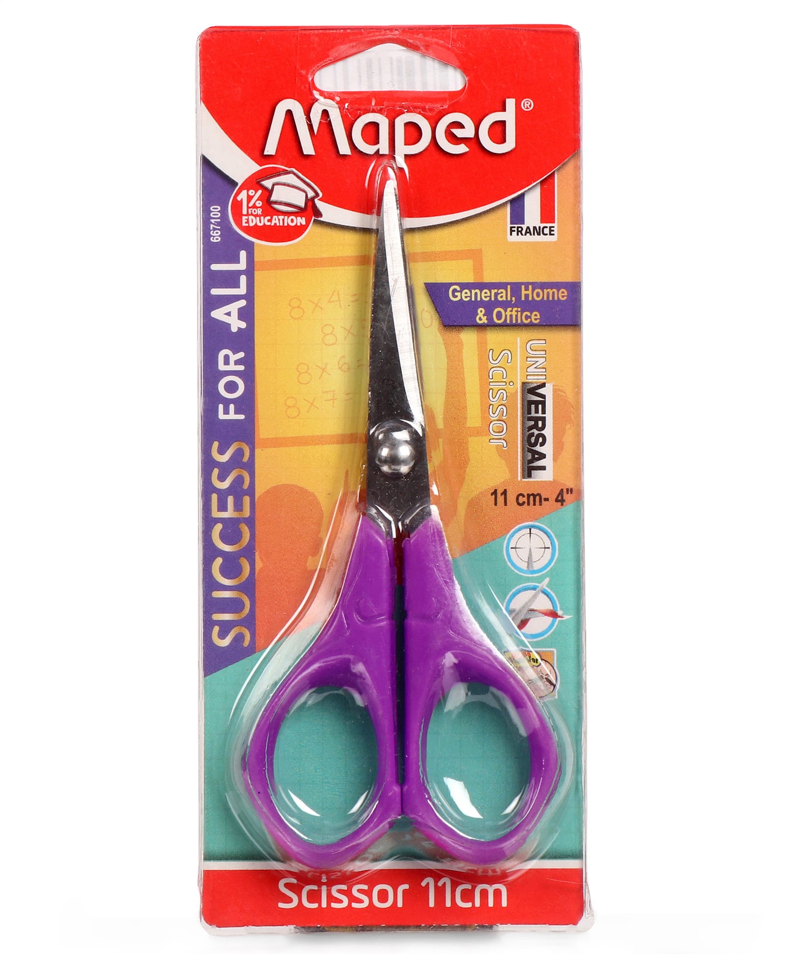 Maped Universal Scissor Stainless Steel Blades, Ideal for General, Home & Office Use 11 cm - Purple-picture-27