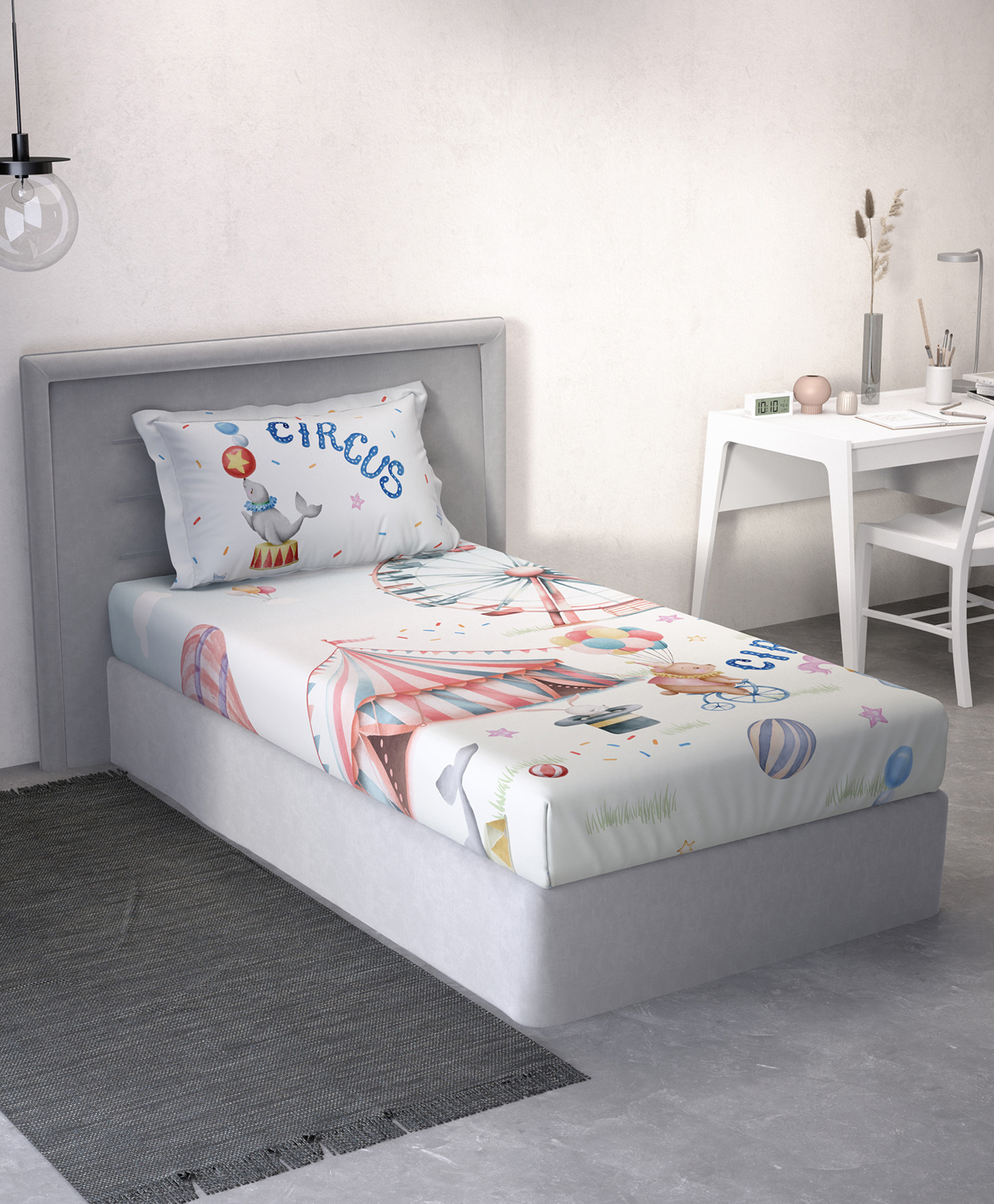 DDecor Little Brats Kids Collection 100% Cotton Graphic 144TC Single Flat Bedsheet with 1 Pillow Cover - Red