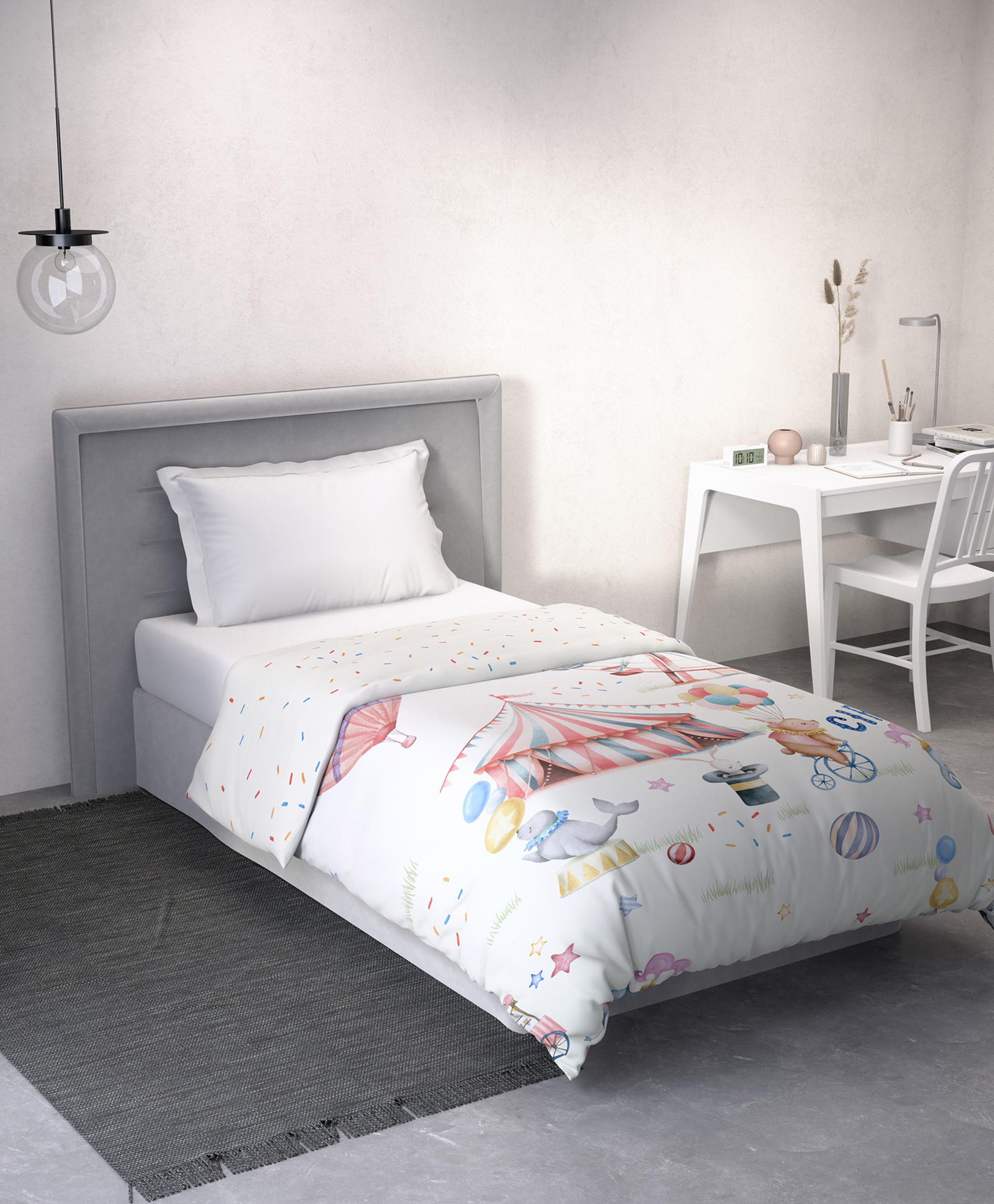 DDecor Little Brats Kids Collection 100% Cotton Graphic 144TC Reversible AC Room Single Quilt - Red