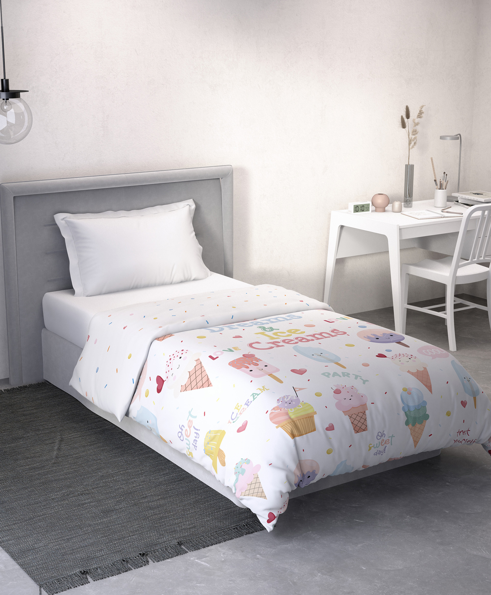 DDecor Little Brats Kids Collection 100% Cotton Graphic 144TC Reversible AC Room Single Quilt - Pink