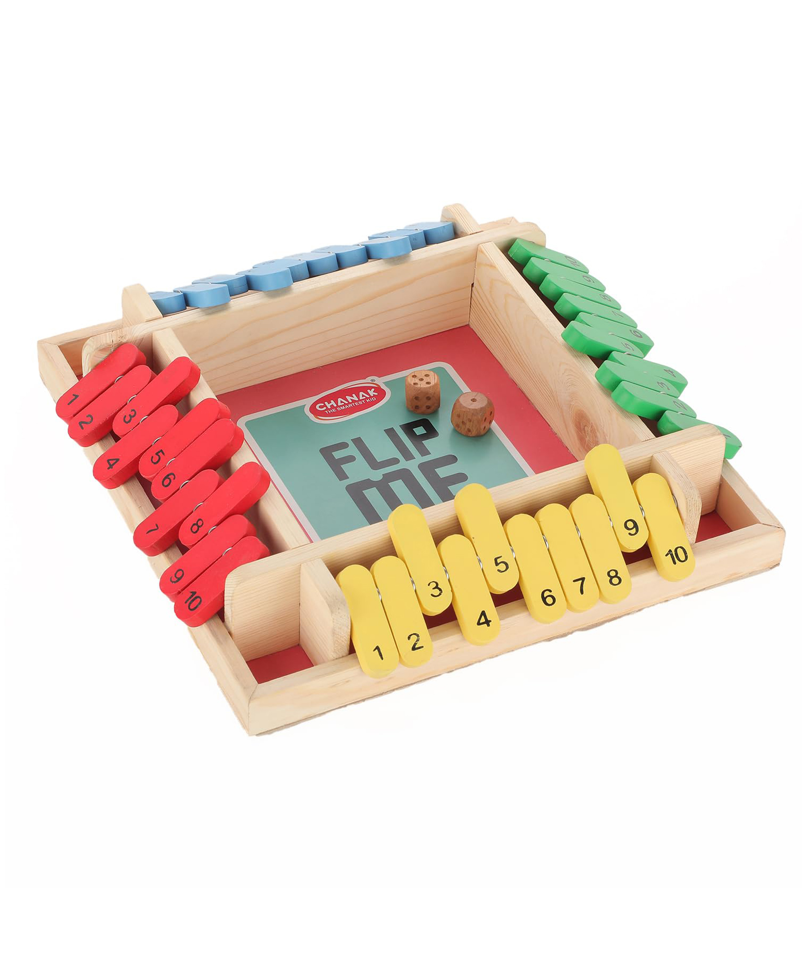 Aditi Toys Shut The Box Dice Game, Classic Flip Me Multiplayer Game for Kids & Adults, Fun Wooden Tabletop Shut The Box Dice Game for Improving Math & Motor Skills for Kids, BIS Approved- Multicolour
