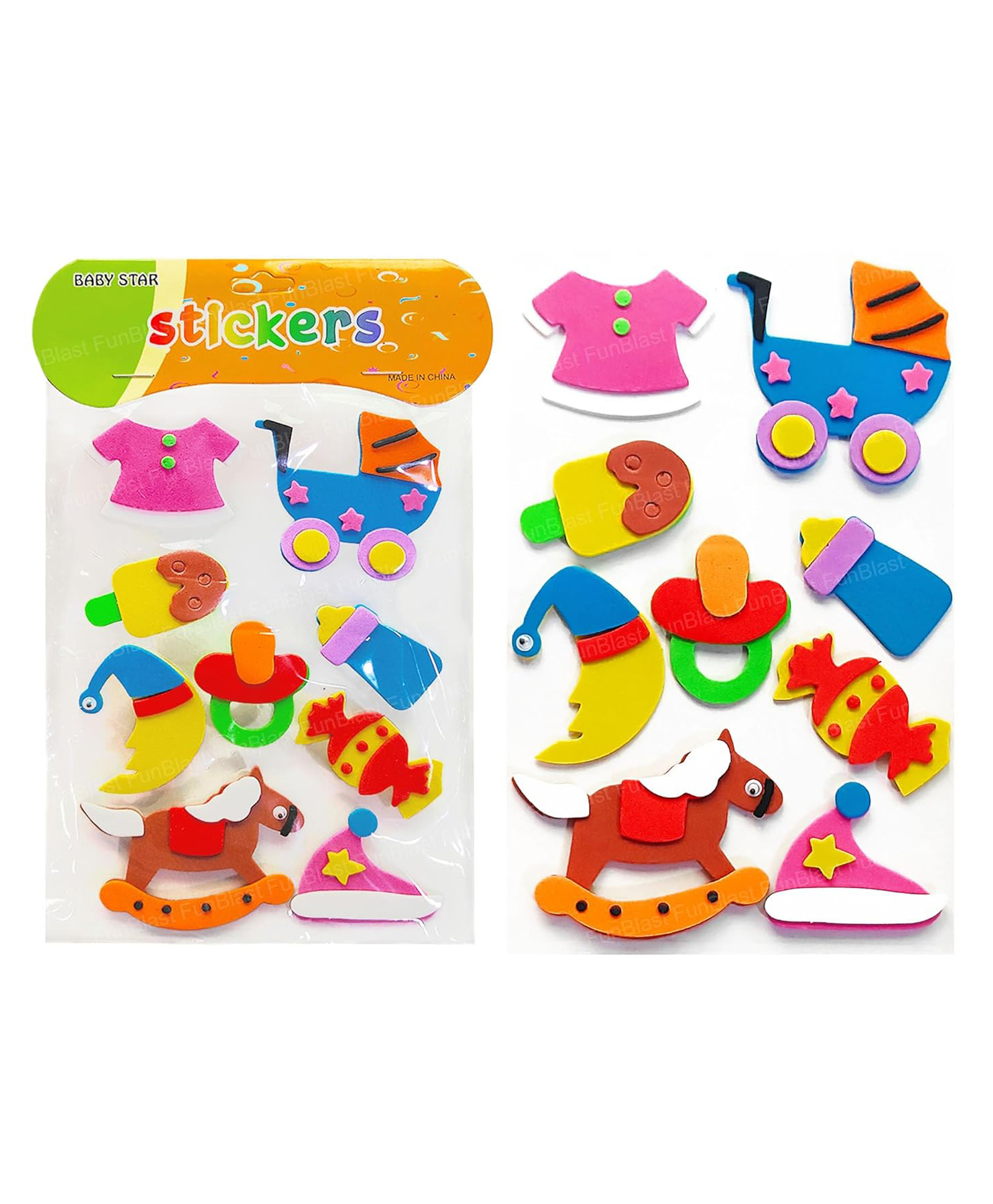 FunBlast Cute Mix Design 3D Self Adhesive Puffy Stickers for Decoration Pack of 9 Stickers (Multicolor)-image-11