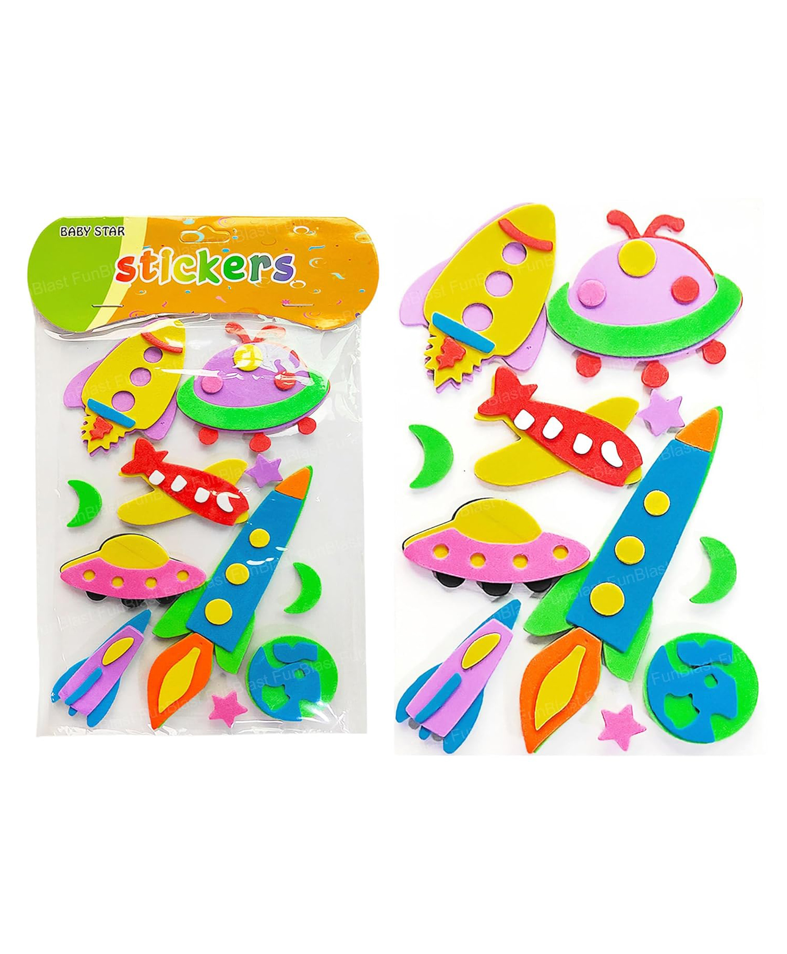 FunBlast Cute Space Theme 3D Self-Adhesive Puffy Stickers for Decoration Pack of 10 Stickers (Multicolor)-picture-17