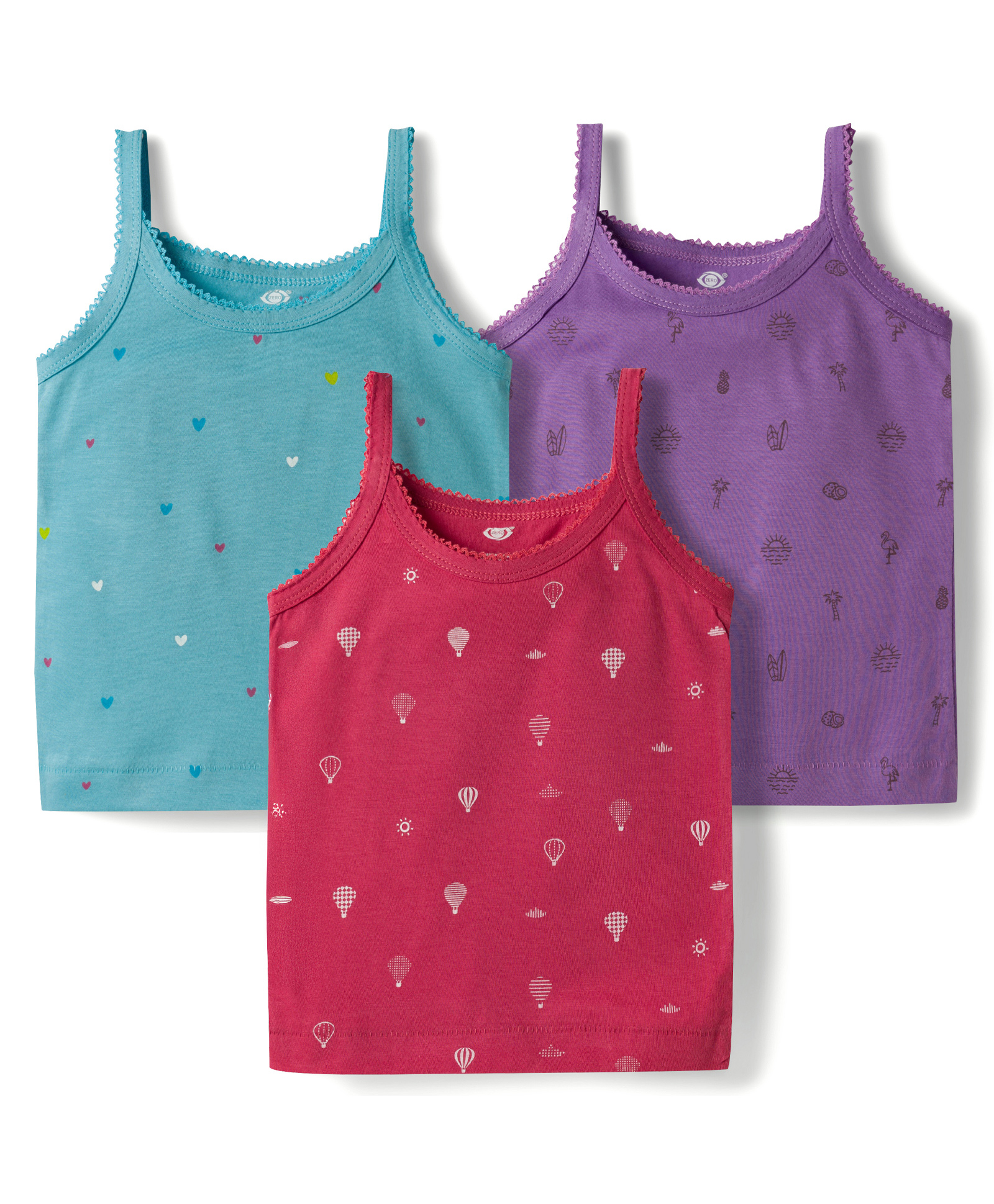 Zero Sinker Knit Sleeveless Printed Slips Pack of 3 - Multicolor-image-27