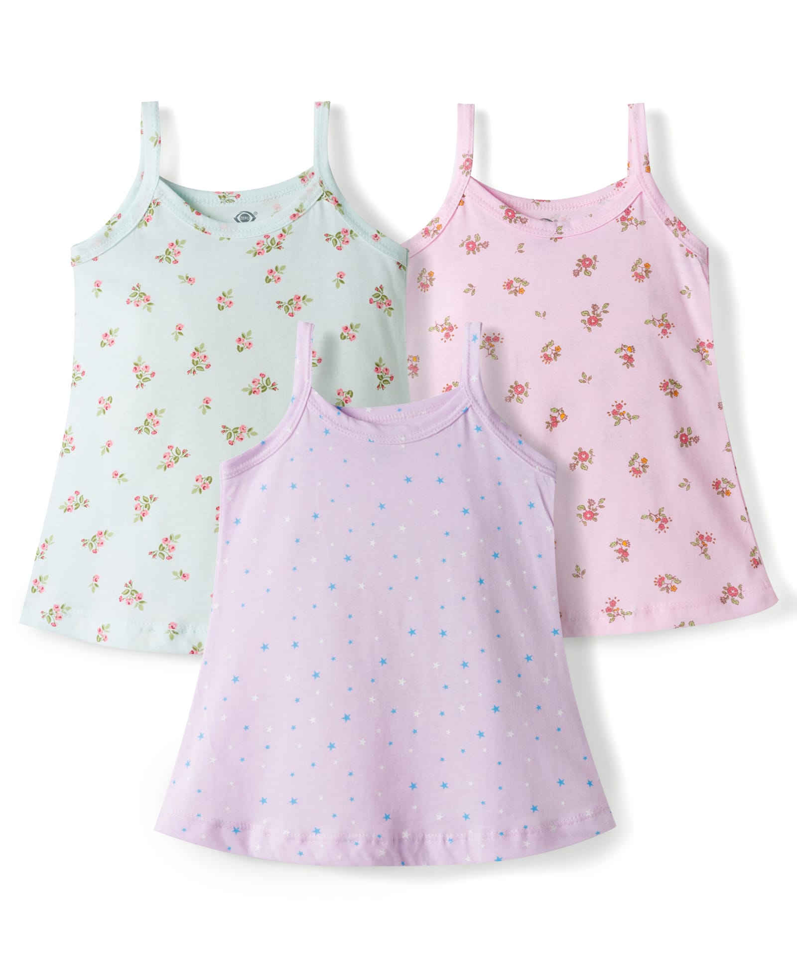 Zero Sinker Knit Sleeveless Printed Slips Pack of 3 - Multicolor-picture-3