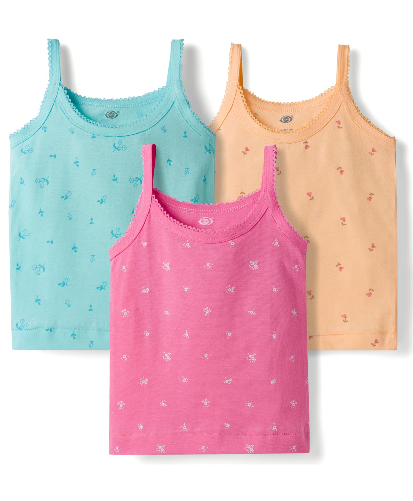 Zero Sinker Knit Sleeveless Printed Slips Pack of 3 - Multicolor-picture-25