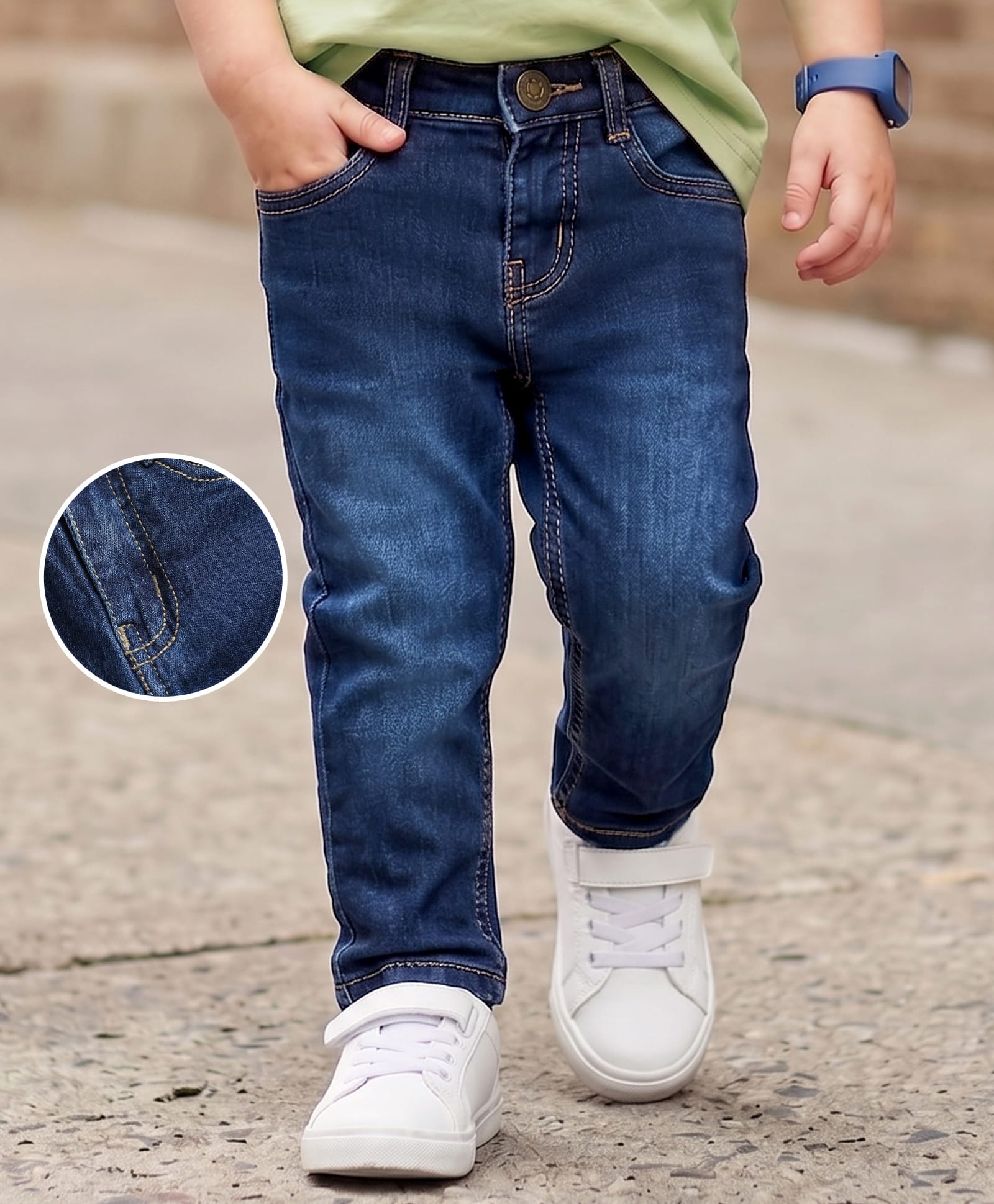 kookie kids india Kookie Kids Denim Woven Full Length Washed Jeans - Blue-picture-32
