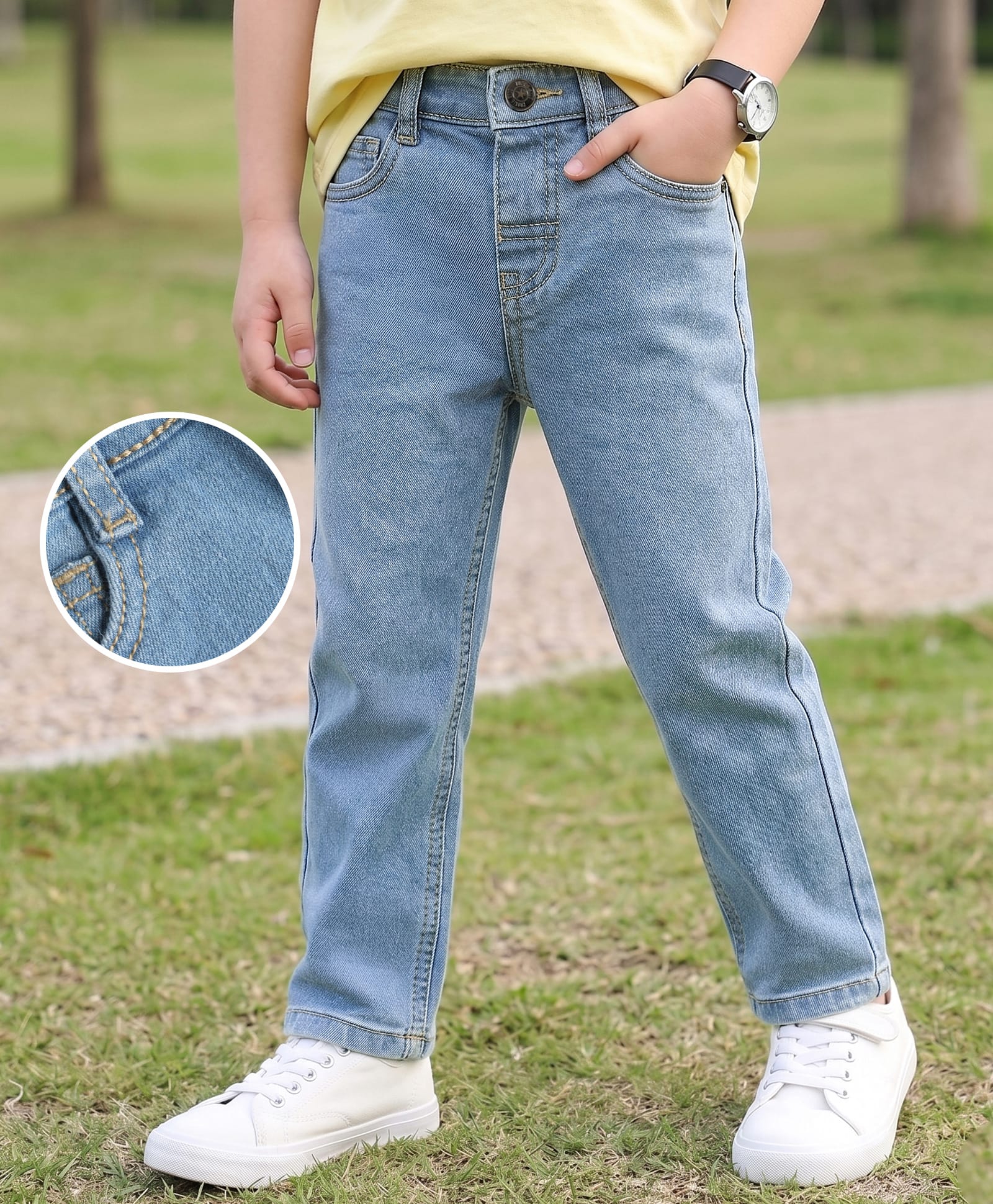 kookie kids india Kookie Kids Denim Woven Full Length Washed Jeans - Light Blue-picture-10