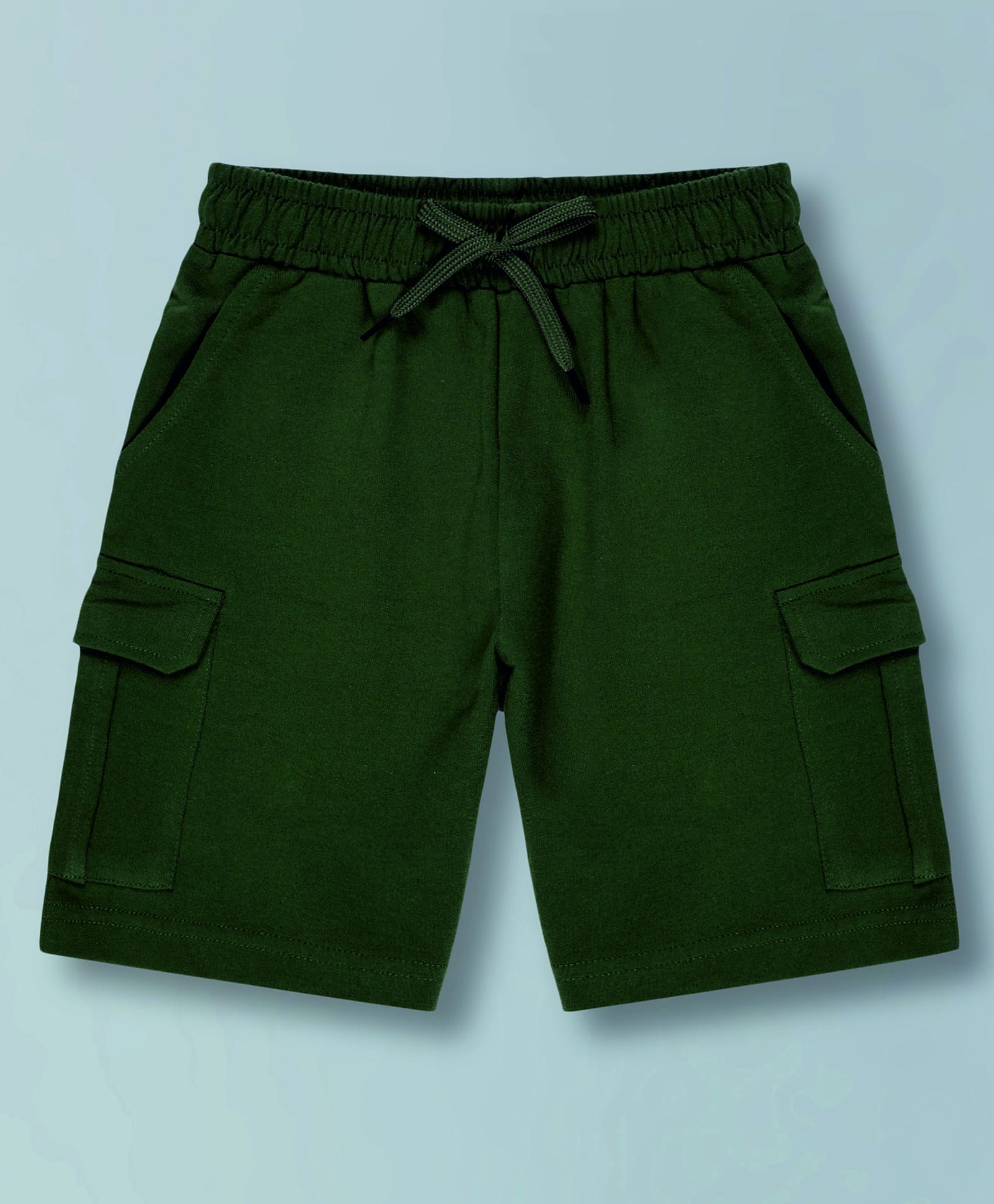 Plum Tree 100% Cotton Knit Solid Cargo Shorts - Green-picture-17