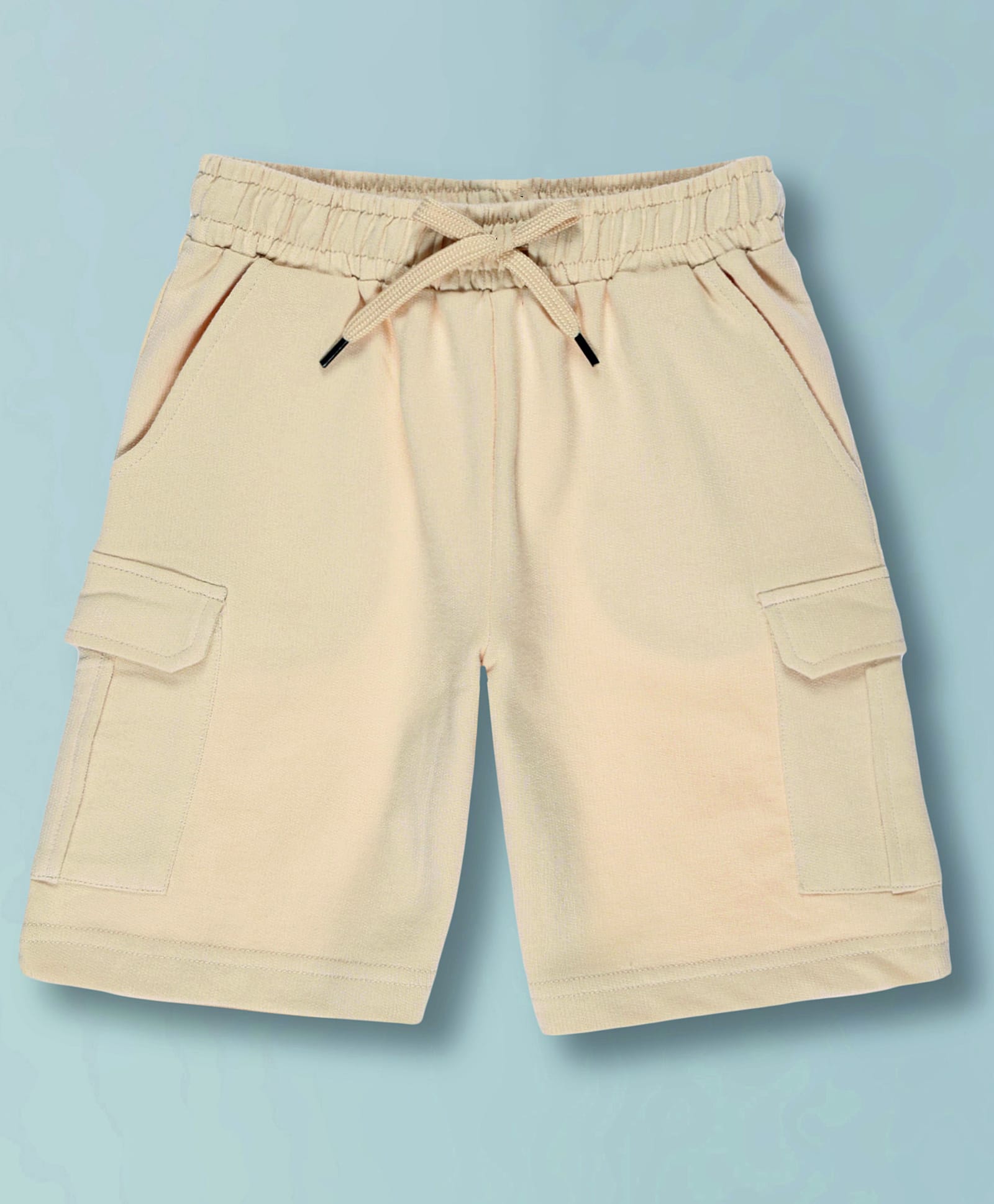 Plum Tree 100 % Cotton Knit Solid Cargo Shorts - Beige-picture-31