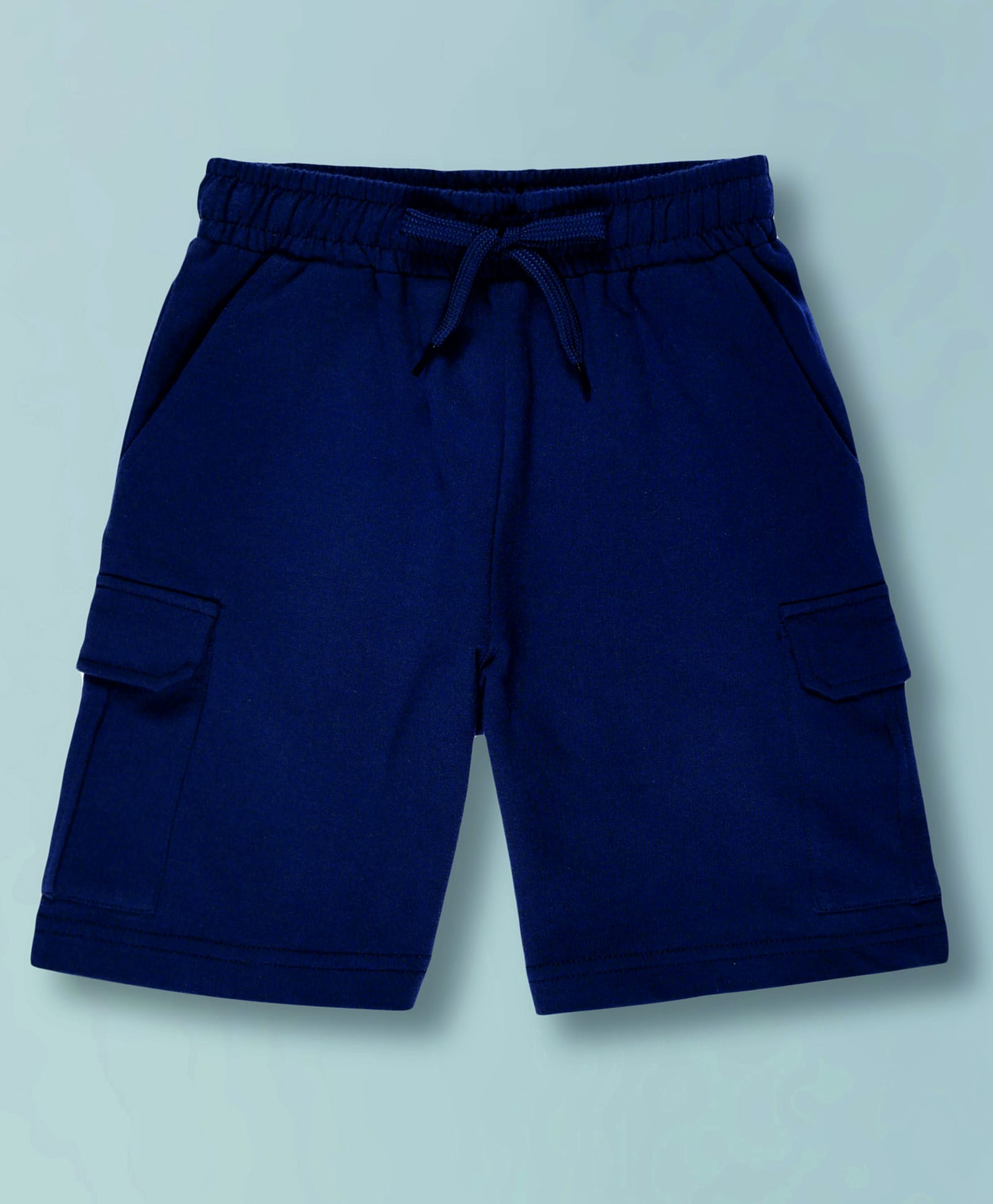 Plum Tree 100 % Cotton Knit Solid Cargo Shorts - Dark Navy-picture-35